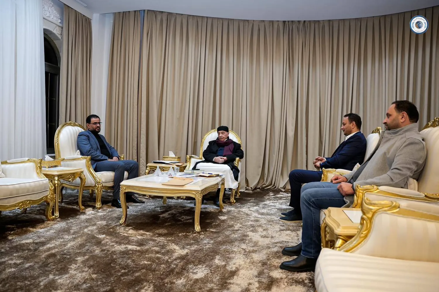 لقاء سابق يجمع صالح وحماد وبلقاسم حفتر (حكومة حماد)