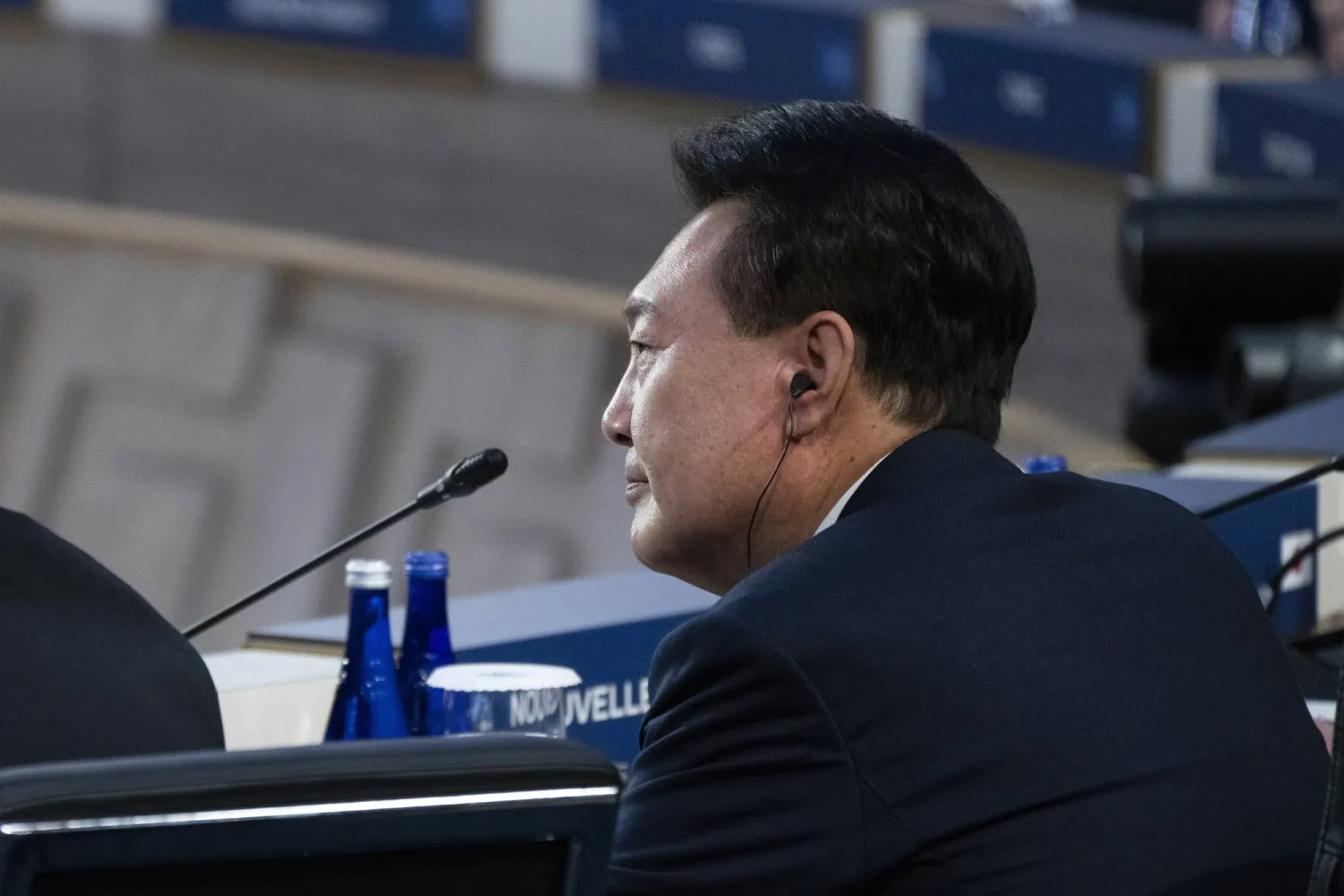 South Korea's President Yoon Suk Yeol attends a session of the NATO summit with Indo-Pacific Partners Thursday July 11, 2024, in Washington. (AP Photo/Jacquelyn Martin)