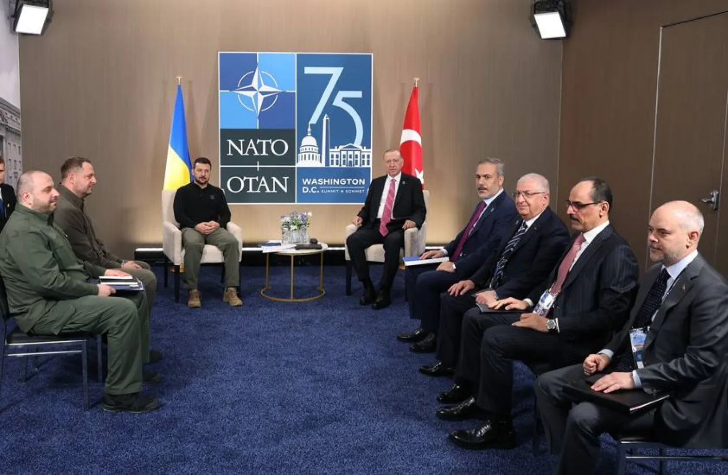إردوغان أجرى محادثات مع الرئيس الأوكراني فولوديمير زيلينسكي على هامش قمة الناتو في واشنطن (الرئاسة التركية)