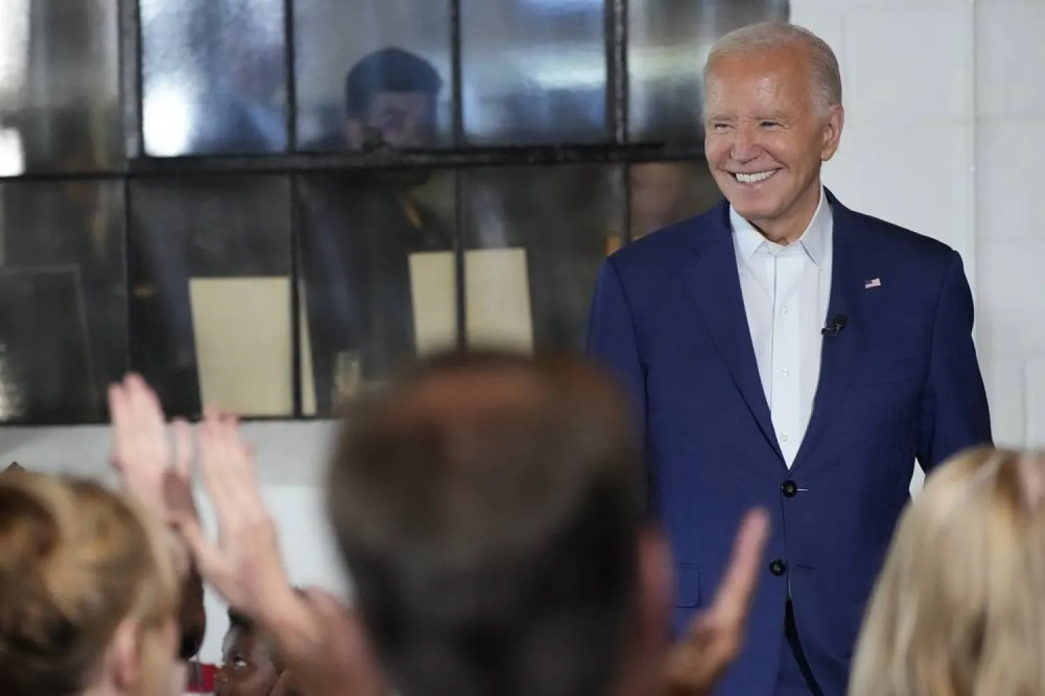  President Joe Biden speaks during a campaign stop at Garage Grill & Fuel Bar in Northville, Mich., Friday July 12, 2024. (AP)