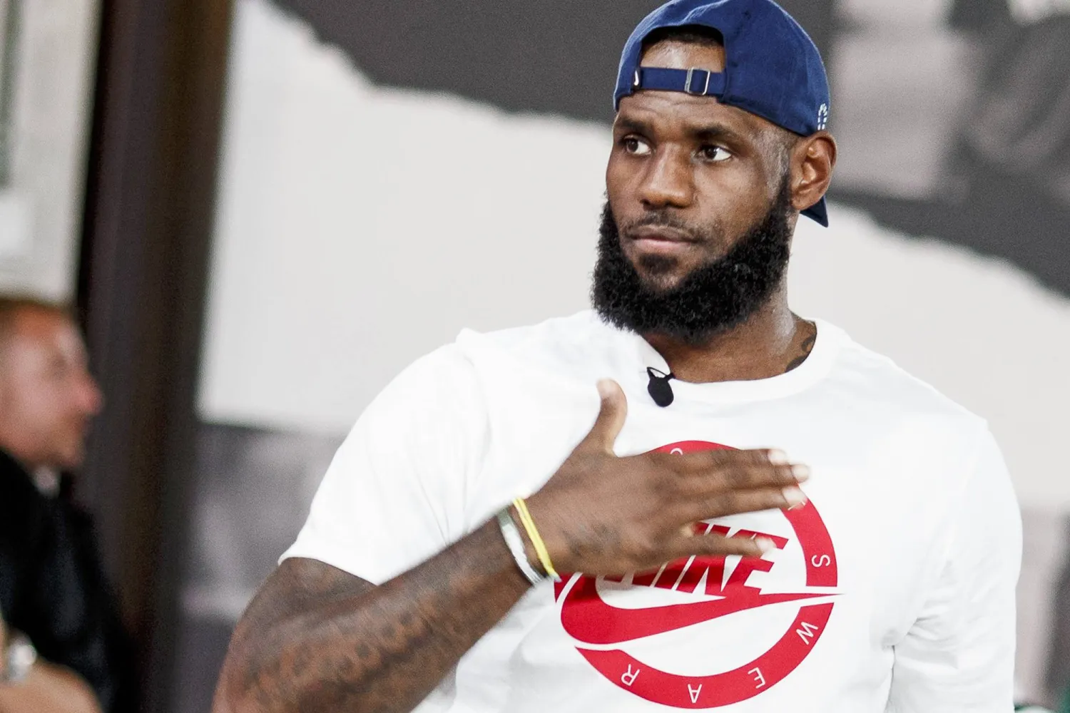 FILED - 02 September 2018, Berlin: Los Angeles Lakers' LeBron James speaks during a promotion tour under the name of "More than an athlete." Photo: Carsten Koall/dpa