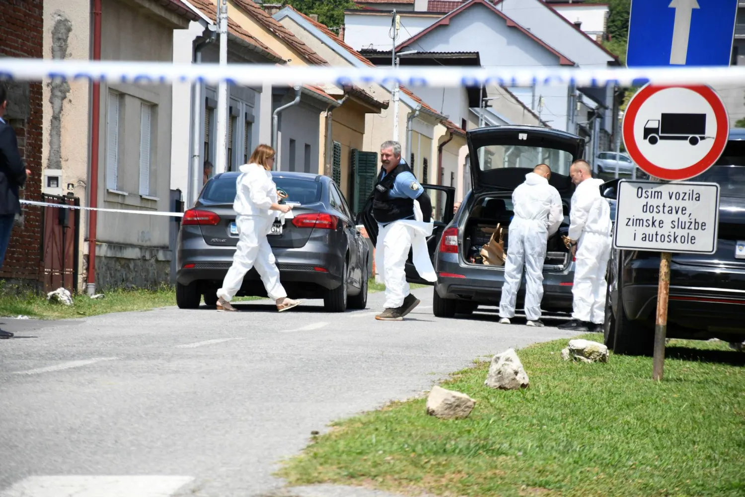 Police secure a crime scene in Daruvar, Croatia, July 22, 2024. Damir Spehar/PIXSELL/Handout via REUTERS