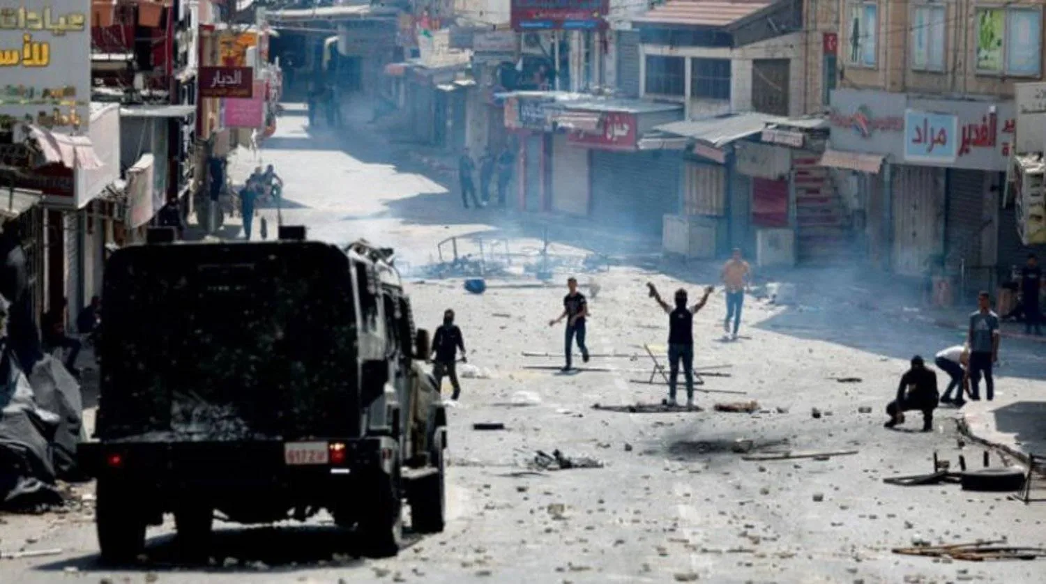 Demonstrators clash with Palestinian security forces in Nablus in the West Bank (File photo/Reuters)
