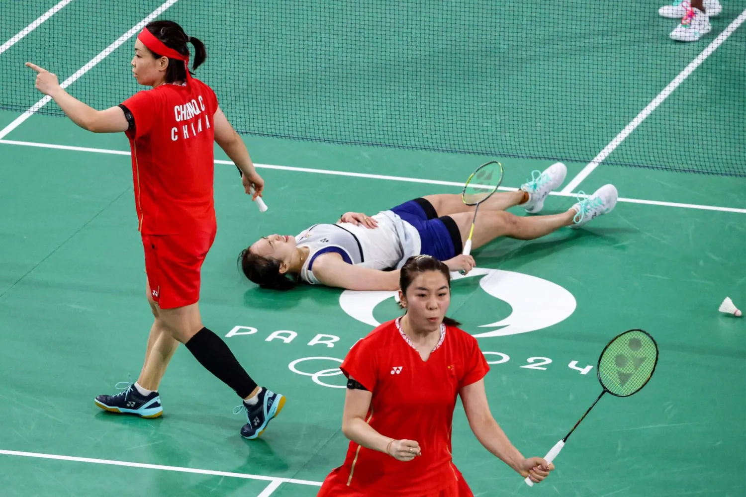 مباراة مثيرة بين الصين وماليزيا في زوجي كرة الريشة للسيدات (أ.ف.ب)