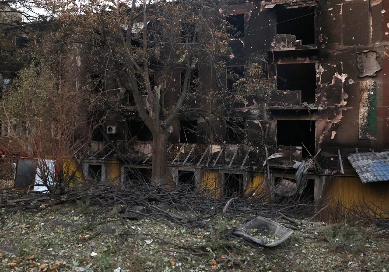 This photograph shows a building destroyed by shelling in the town of Toretsk, Donetsk region, on July 29, 2024, amid the Russian invasion in Ukraine. (AFP) 