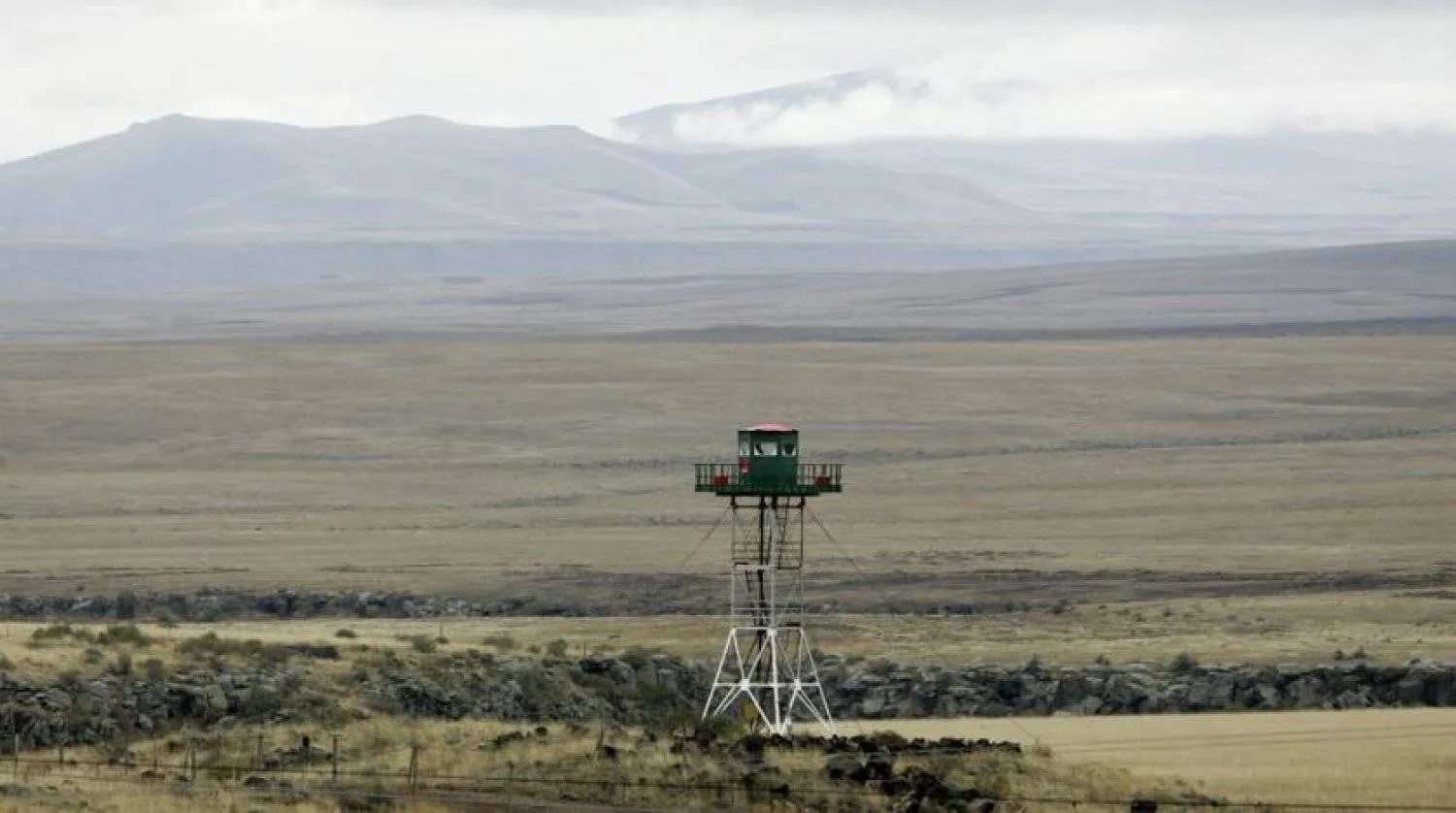 A border tower is seen in Getap, some 85 kilometers (53 miles) northwest of Yerevan, on the Armenian side of the Armenian-Turkish border, Nov. 1, 2009. (Reuters)

