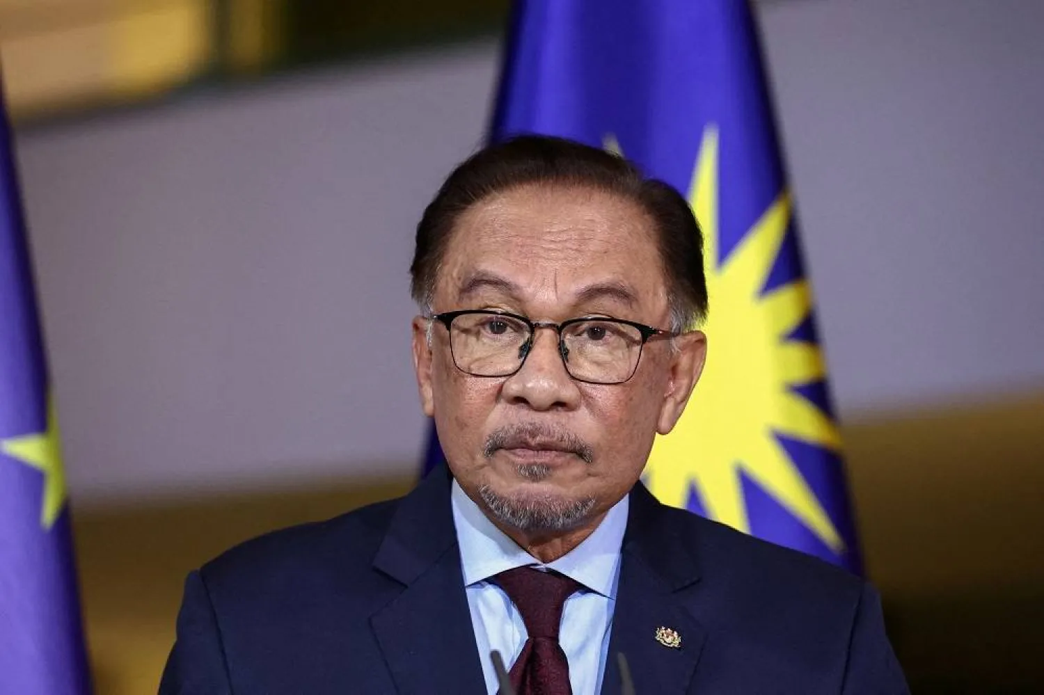Malaysia's Prime Minister Anwar Ibrahim holds a press conference with German Chancellor Olaf Scholz (not pictured) in Berlin, Germany, March 11, 2024. (Reuters) 