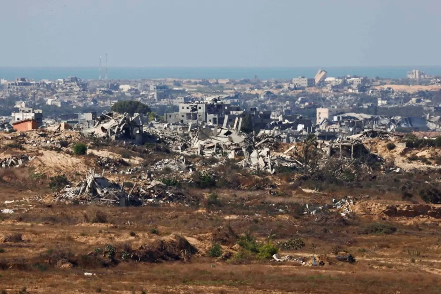  A view of destroyed buildings in Gaza, amid the ongoing conflict between Israel and the Palestinian group Hamas, as seen from southern Israel August 1, 2024. (Reuters)