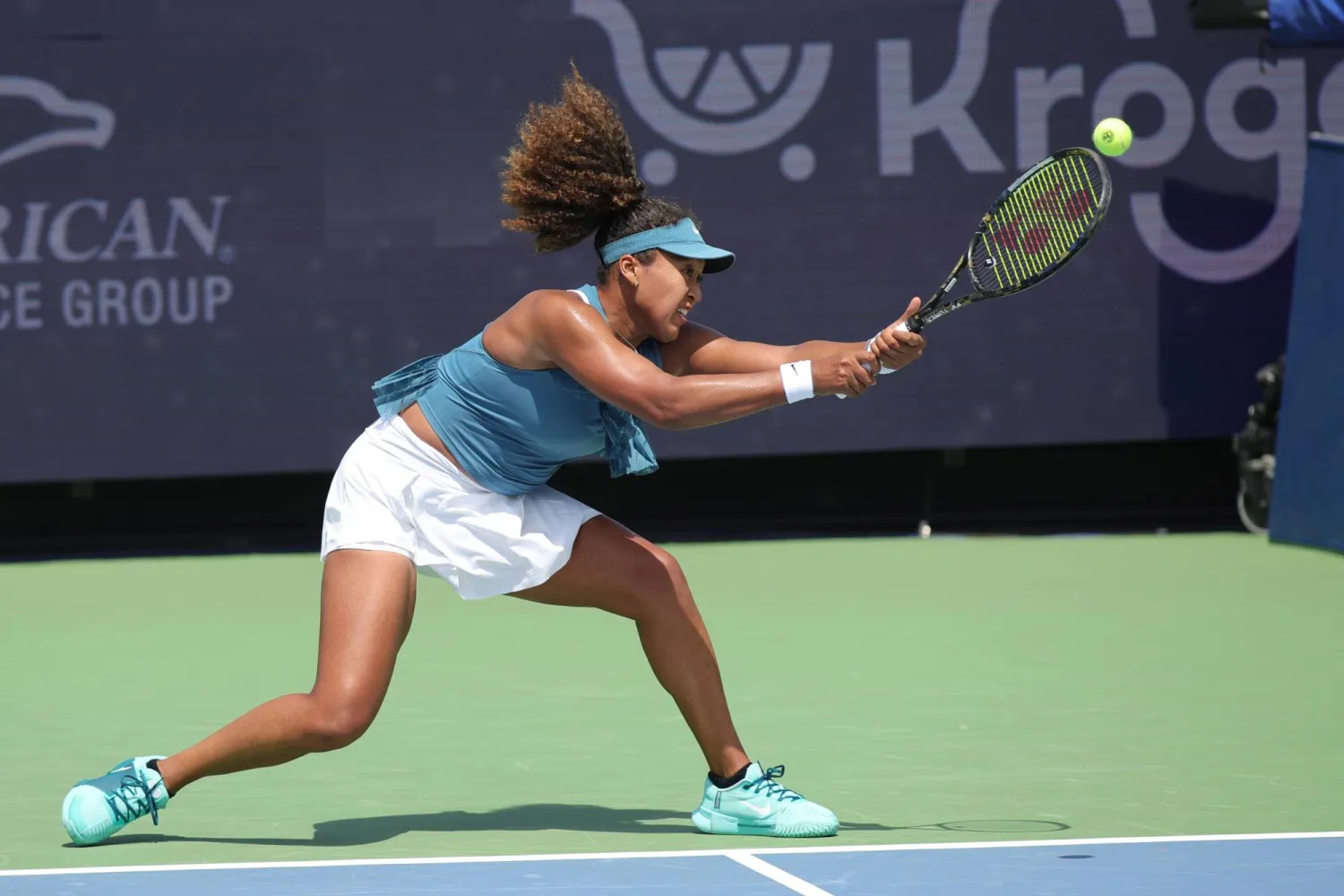 ناومي أوساكا خلال مواجهتها أمام أشلين كروغر (د.ب.أ)