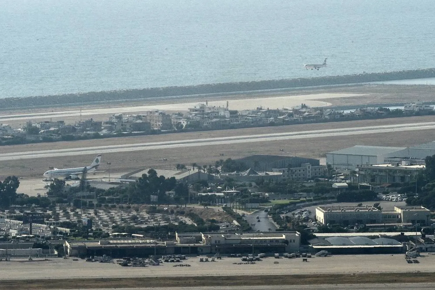A plane lands at Beirut-RafiK Hariri International Airport, in Beirut, Lebanon, 12 August 2024. (EPA)