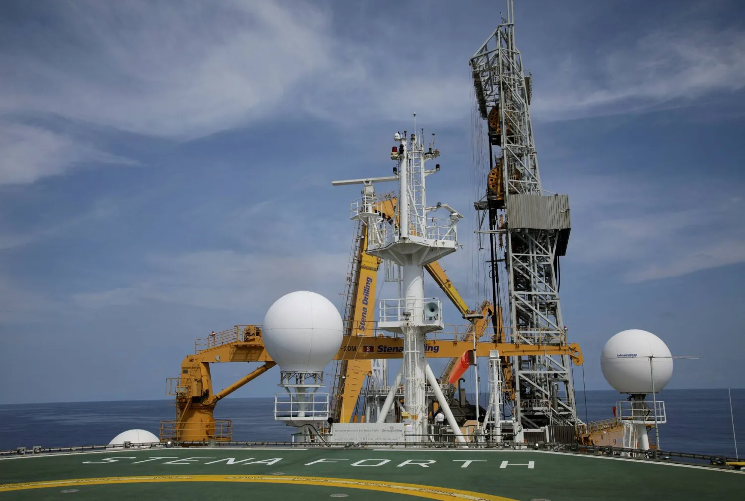FILE PHOTO: A view of the Stena forth drill rig for Springfield Group, the first independent African energy company to discover oil in deep sea, is pictured at the sea near Takoradi, Ghana November 15, 2019. REUTERS/Kweku Obeng/File Photo