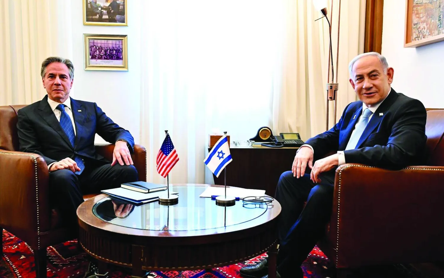 رئيس الوزراء الإسرائيلي بنيامين نتنياهو يلتقي وزير الخارجية الأميركي أنتوني بلينكن في القدس (السفارة الأميركية) 