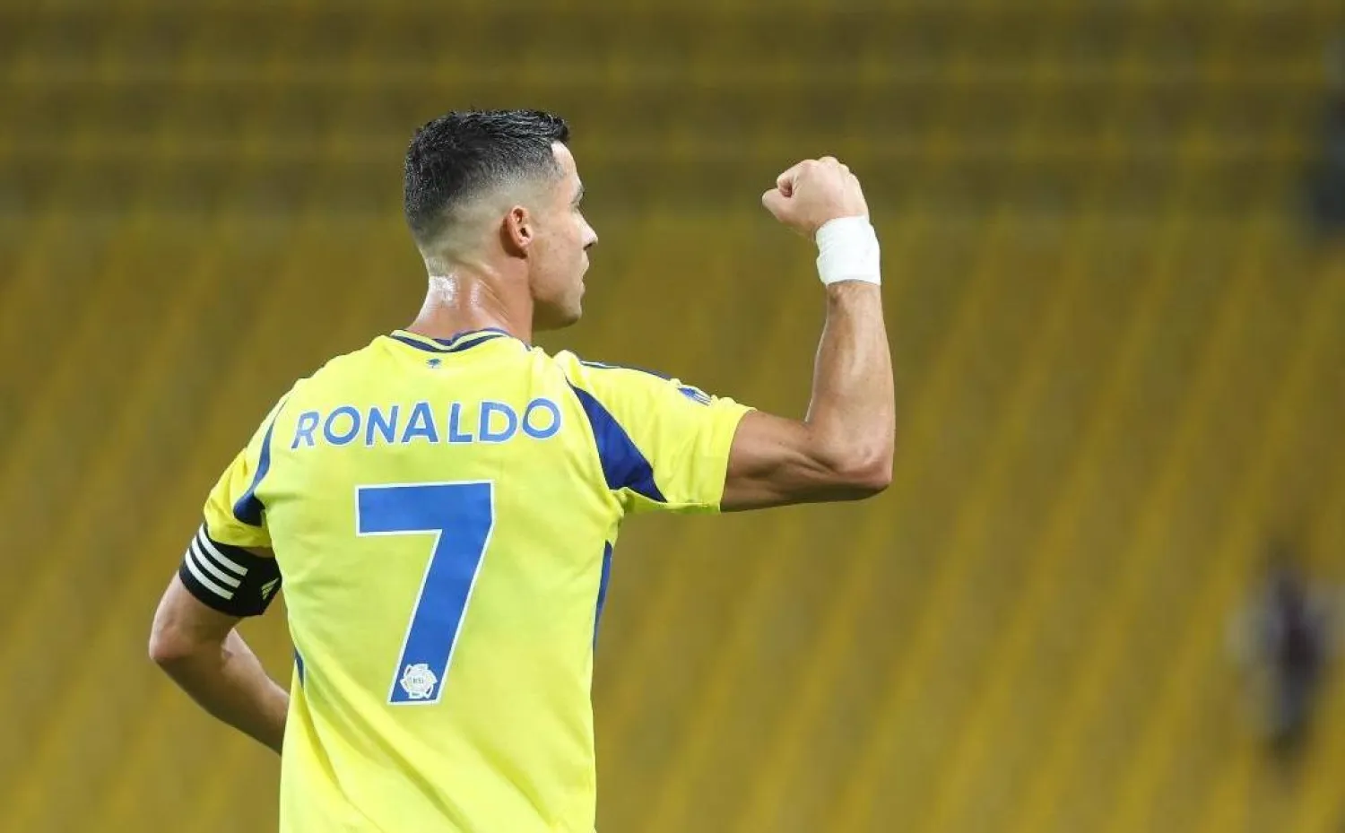 رونالدو محتفلاً بهدفه في مرمى الرائد (تصوير: عبد العزيز النومان)