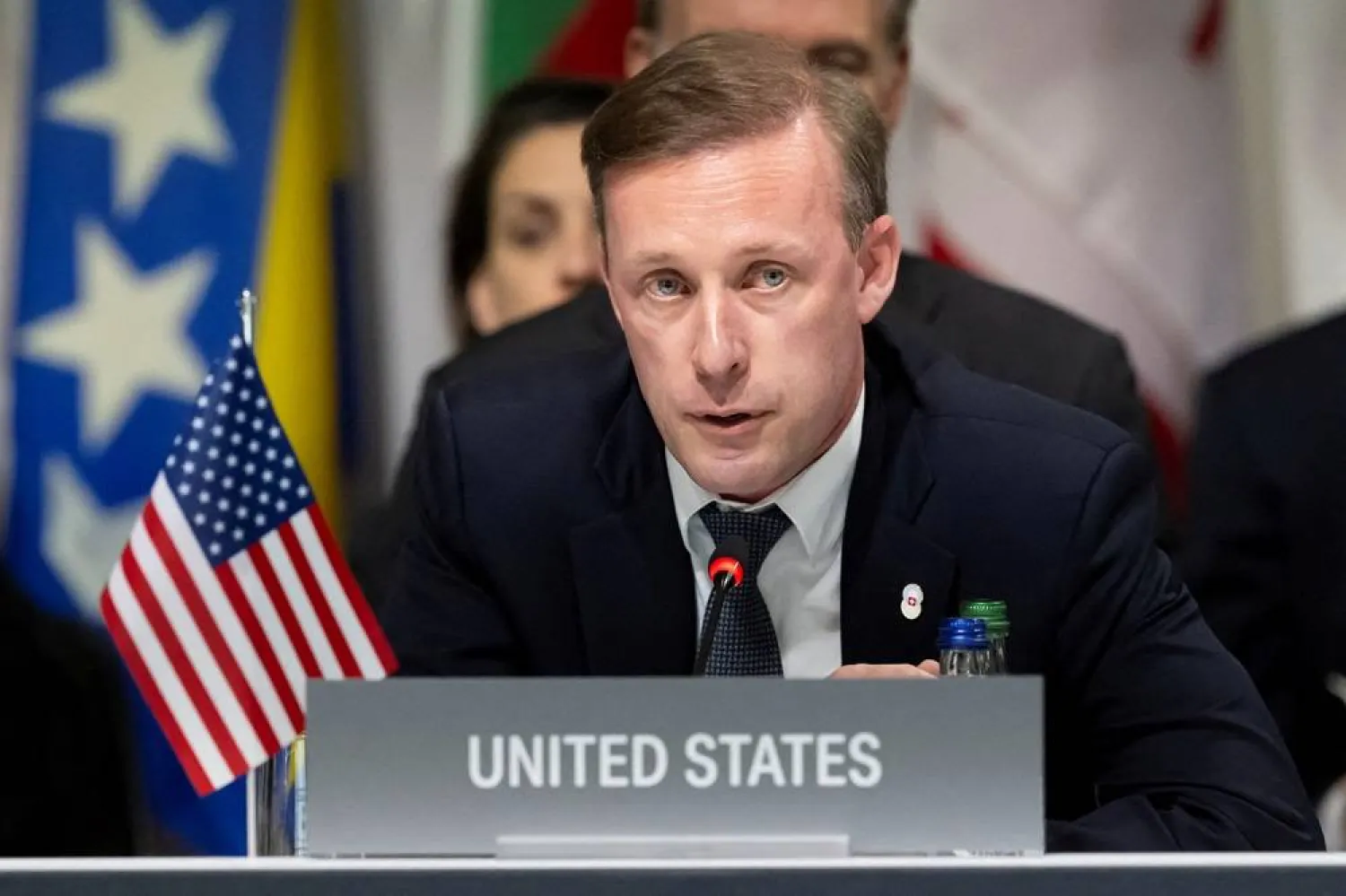 US National Security Adviser Jake Sullivan attends the plenary session during the summit on peace in Ukraine, in Stansstad near Lucerne, Switzerland, June 16, 2024. (Reuters)
