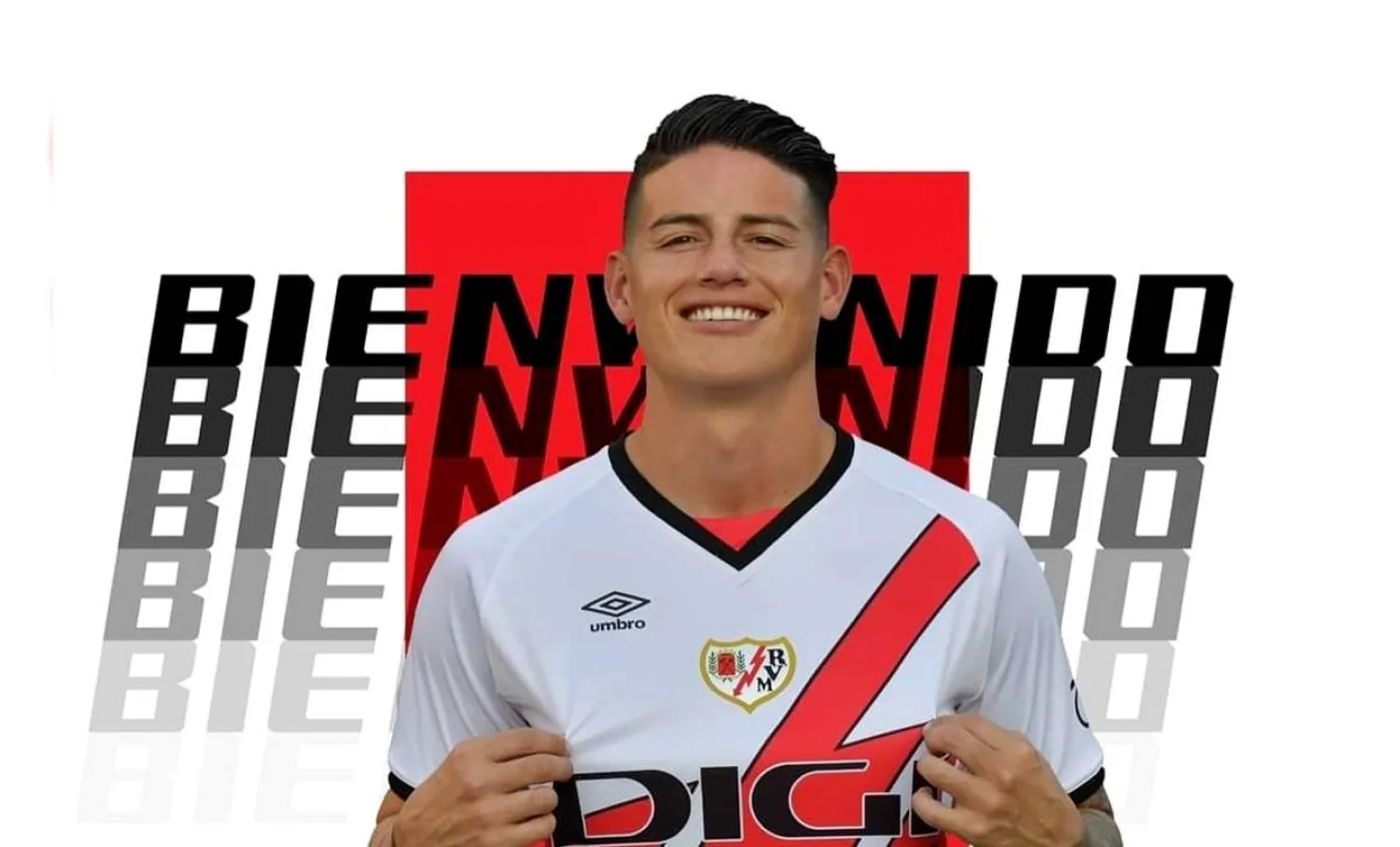 خاميس رودريغيز بقميص ناديه الجديد رايو فايكانو الإسباني (الشرق الأوسط)