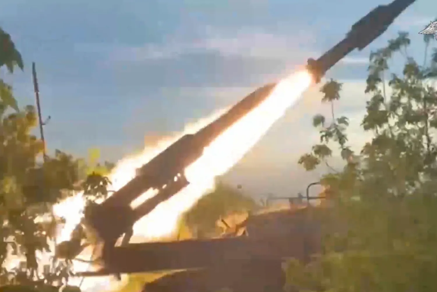 In this photo taken from video released by the Russian Defense Ministry on Sunday, Aug. 25, 2024, a Russian Army Buk-2M self-propelled, medium-range surface-to-air missile system fires at air targets in an undisclosed location in Ukraine. (Russian Defense Ministry Press Service via AP)

