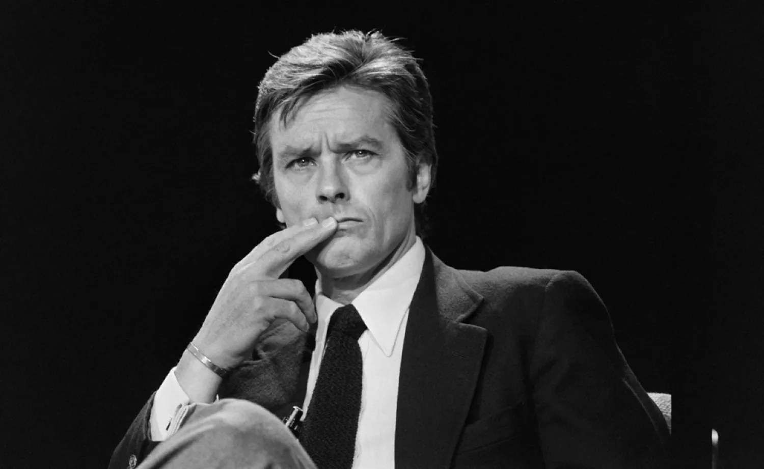 French actor Alain Delon attends a TV show on French channel TF1, in Paris, on November 24, 1981. (AFP) 