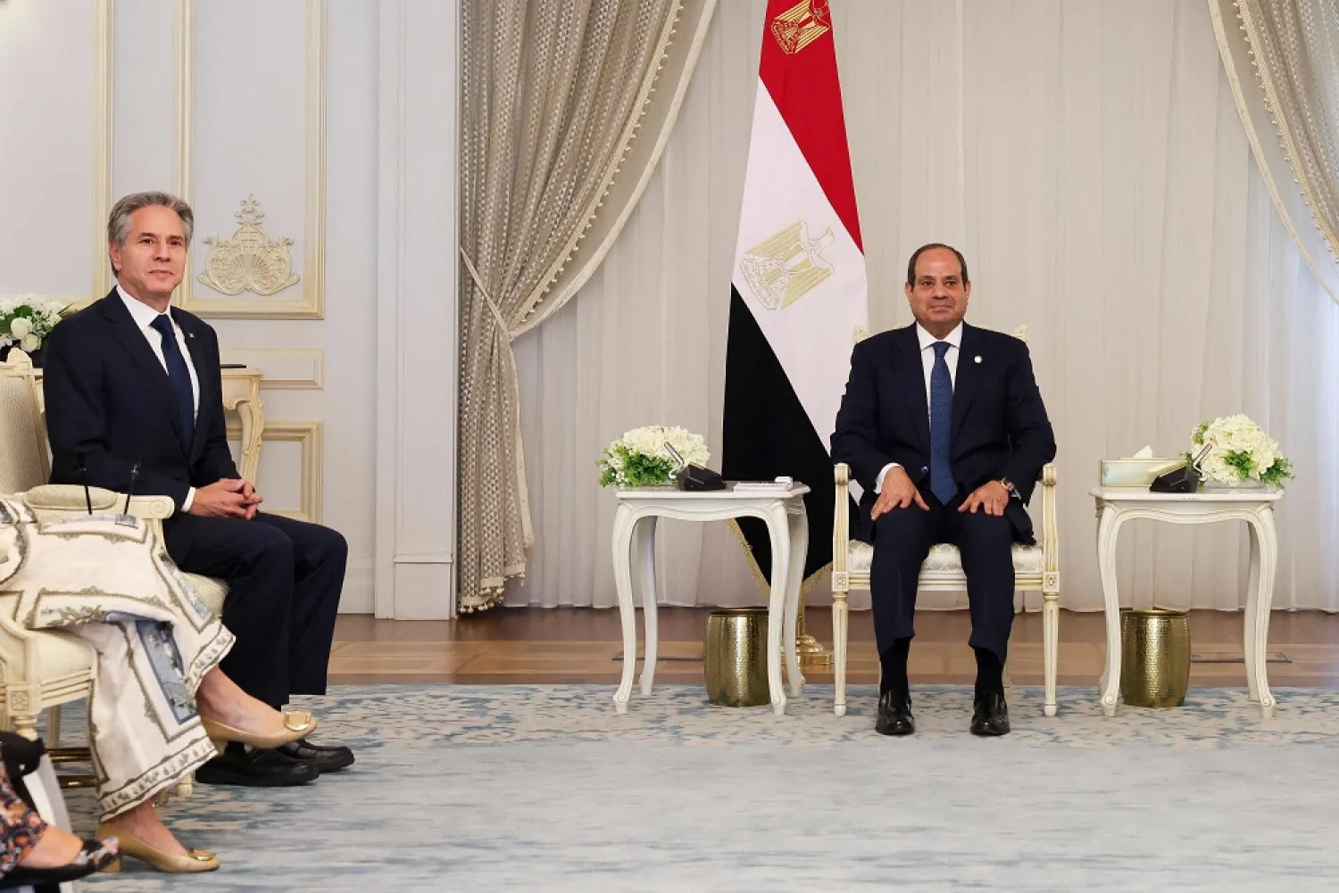 US Secretary of State Antony Blinken (L) meets with Egyptian President Abdel Fattah al-Sisi in El-Alamein on August 20, 2024. (AFP) 