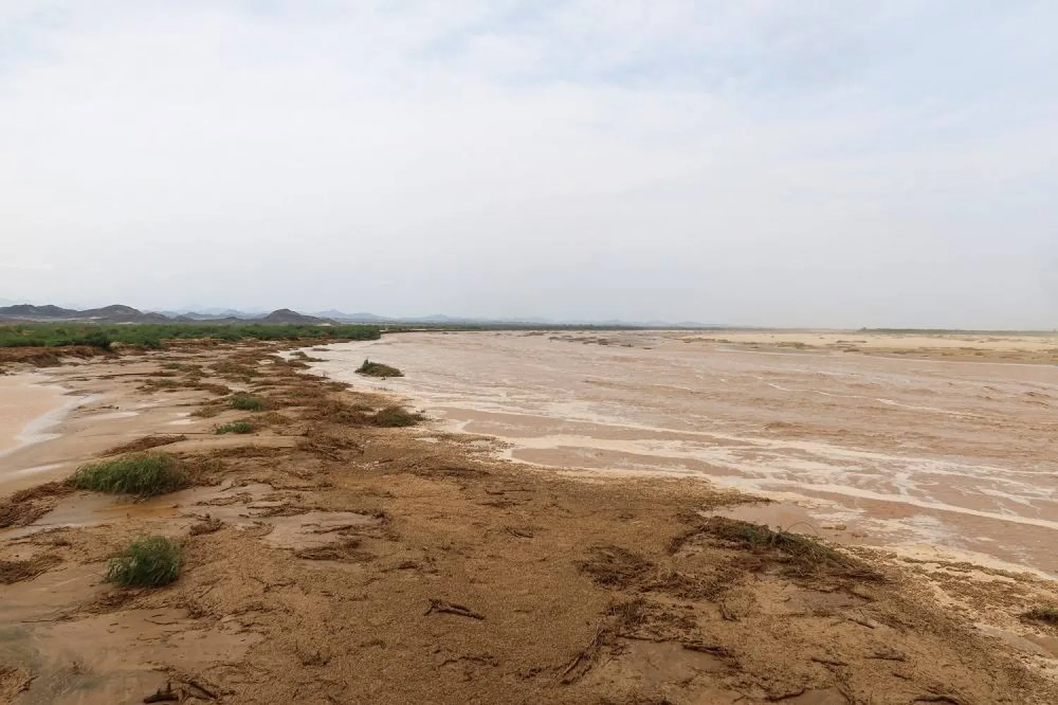 A general view of flood water in South Tokar, Red Sea State, Sudan, August 28, 2024. (Reuters)