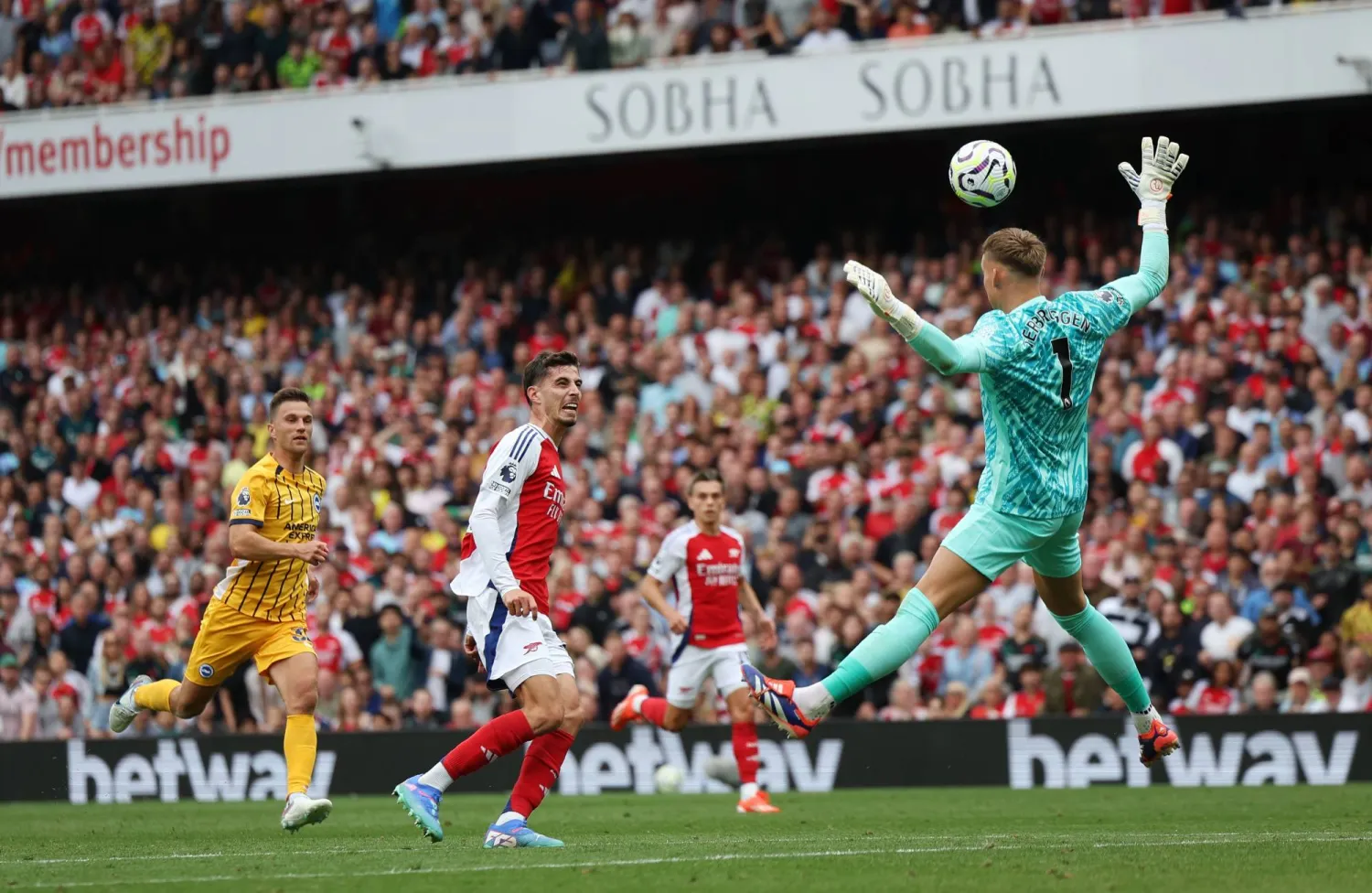 هافيرتز وهدف آرسنال في مرمى برايتون قبل تعادل الفريقين (إ.ب.أ)