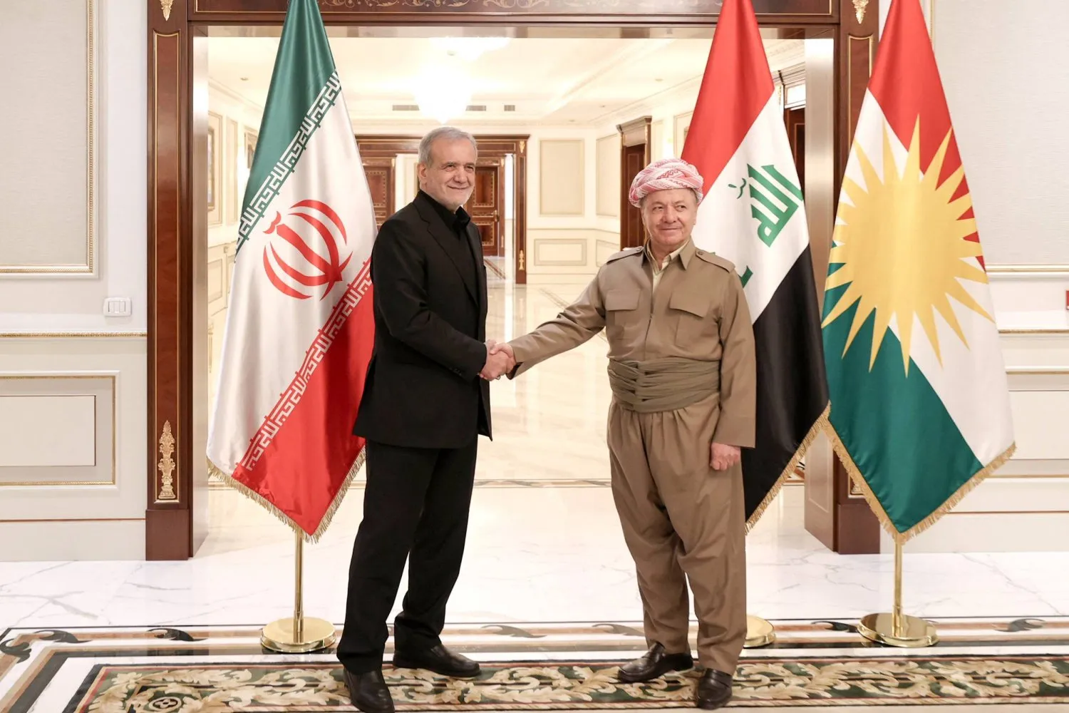  İran Cumhurbaşkanı Mesut Pezeşkiyan, Erbil'de Mesud Barzani ile görüştü (X)