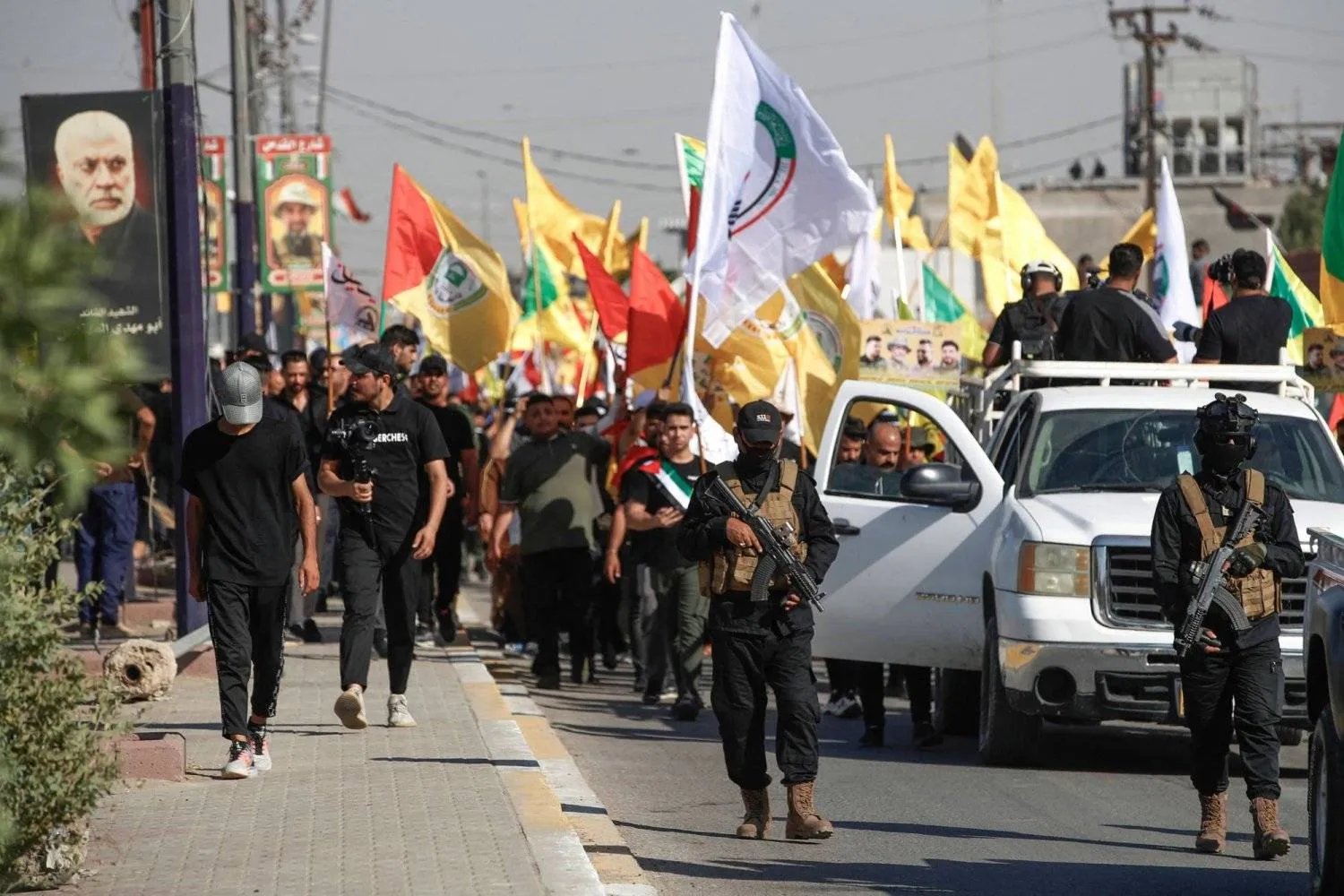 Kataib Hezbollah members are seen in the Jurf al-Sakhar region in Iraq. (AFP file)
