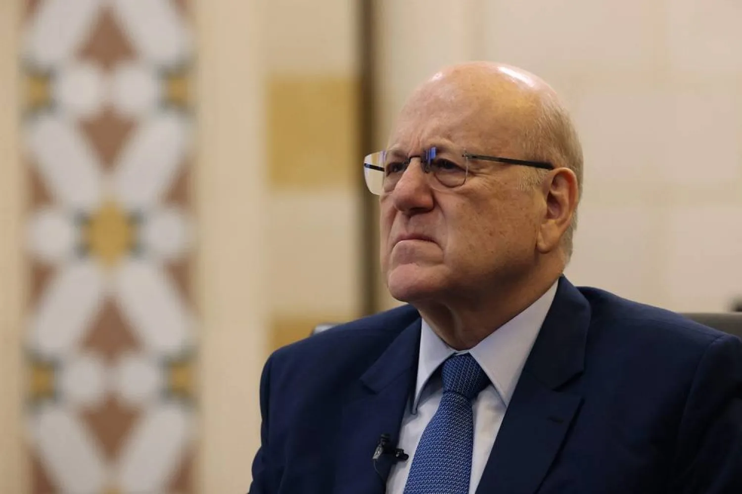 A file picture shows Lebanon's caretaker Prime Minister Najib Mikati during an interview with AFP at his office in Beirut on October 30, 2023. (AFP)