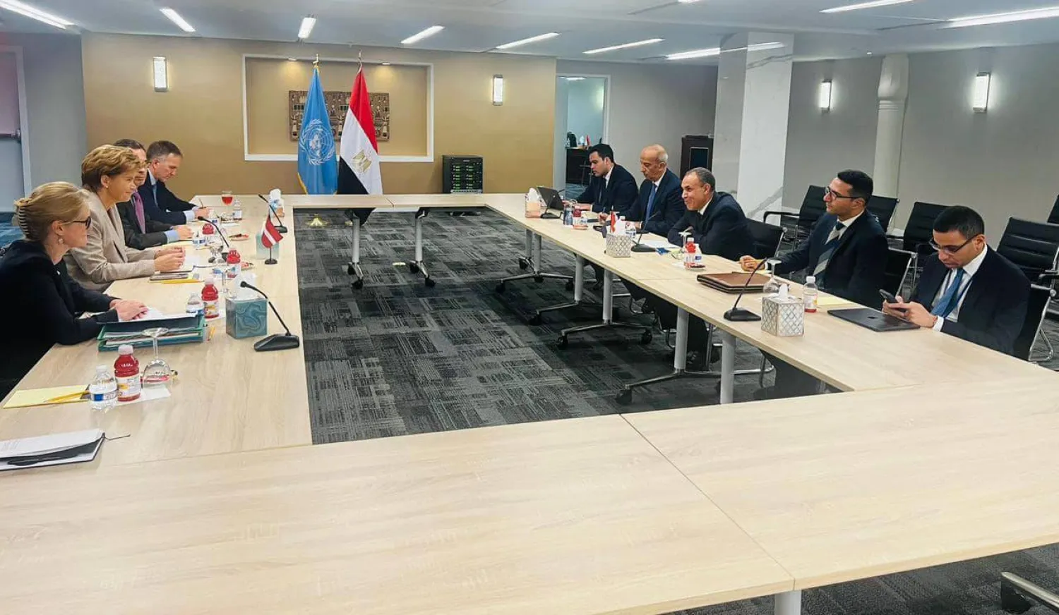 وزير الخارجية والهجرة المصري خلال لقاء نظيرته اللاتفية (الخارجية المصرية)