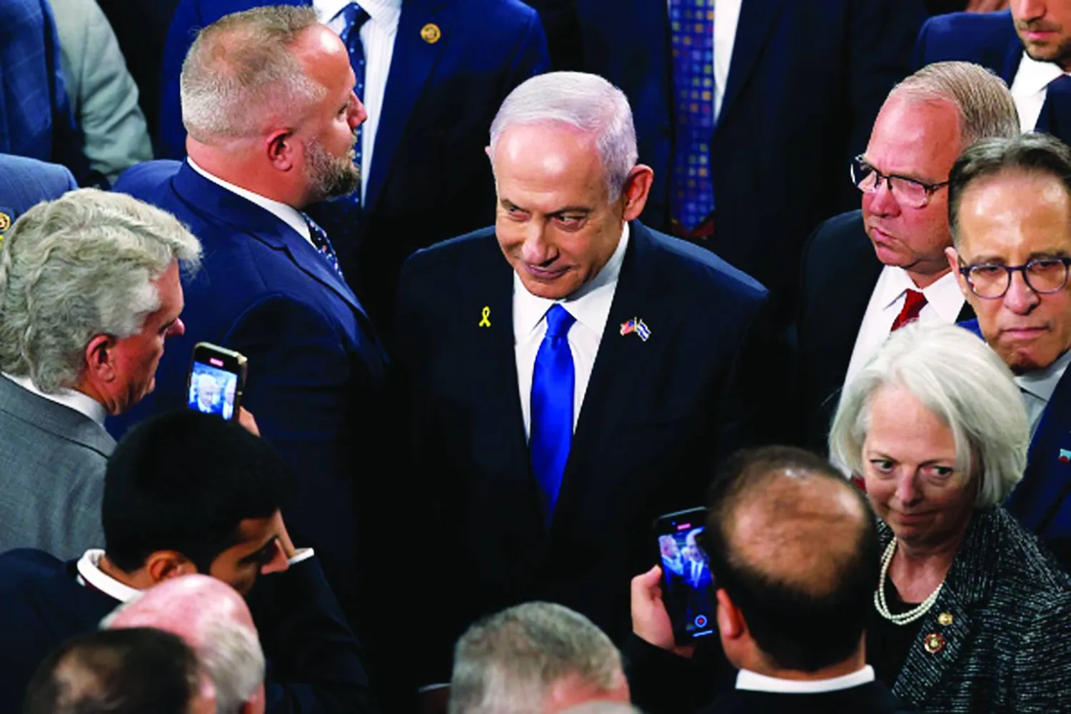 رئيس الوزراء الإسرائيلي بنيامين نتنياهو متحدّثاً لأعضاء في الكونغرس الأميركي في يوليو 2024 (غيتي)