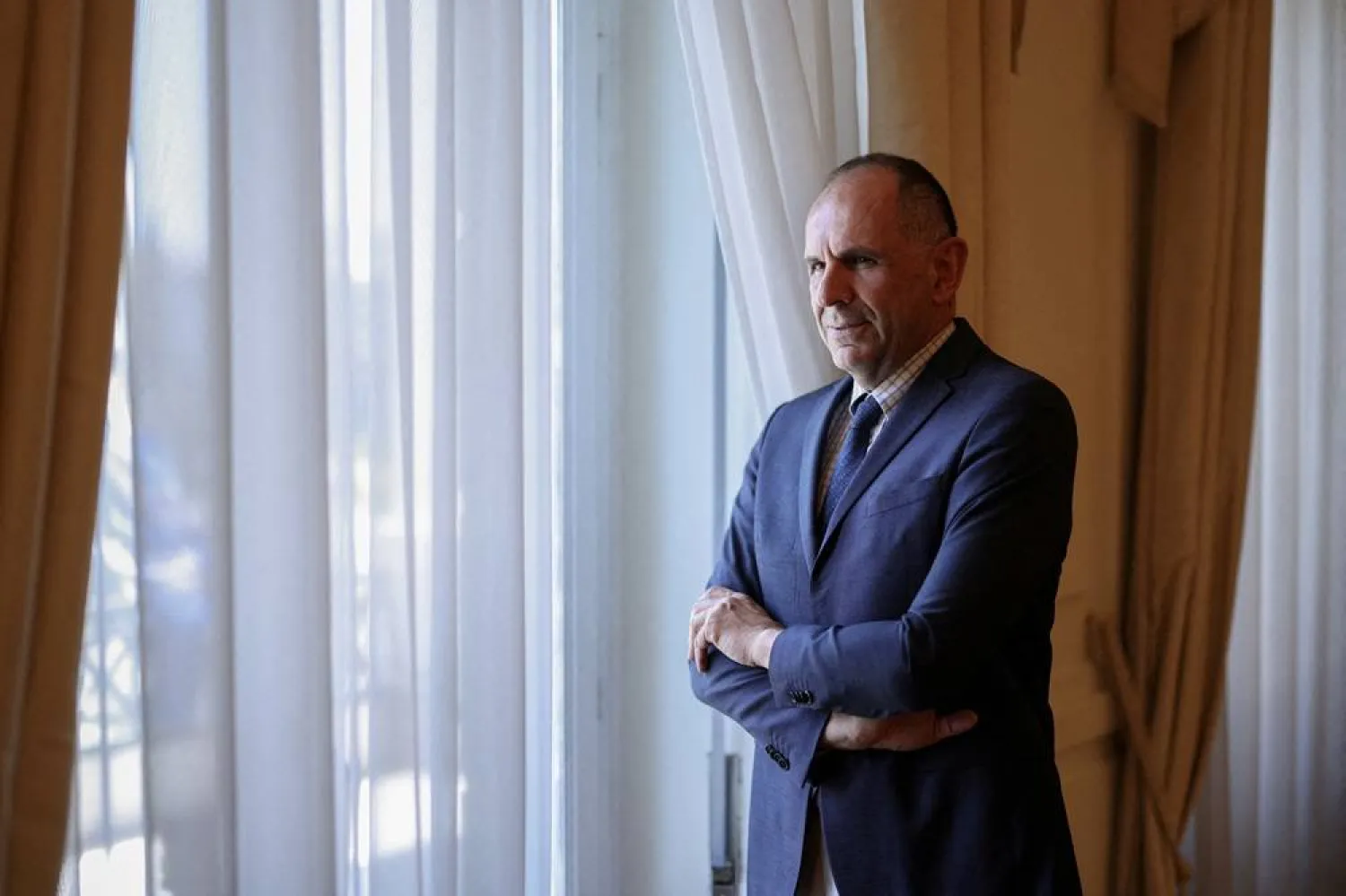 Greek Foreign Minister George Gerapetritis poses during an interview with Reuters, at the Ministry of Foreign Affairs in Athens,Greece, June 18, 2024. (Reuters)