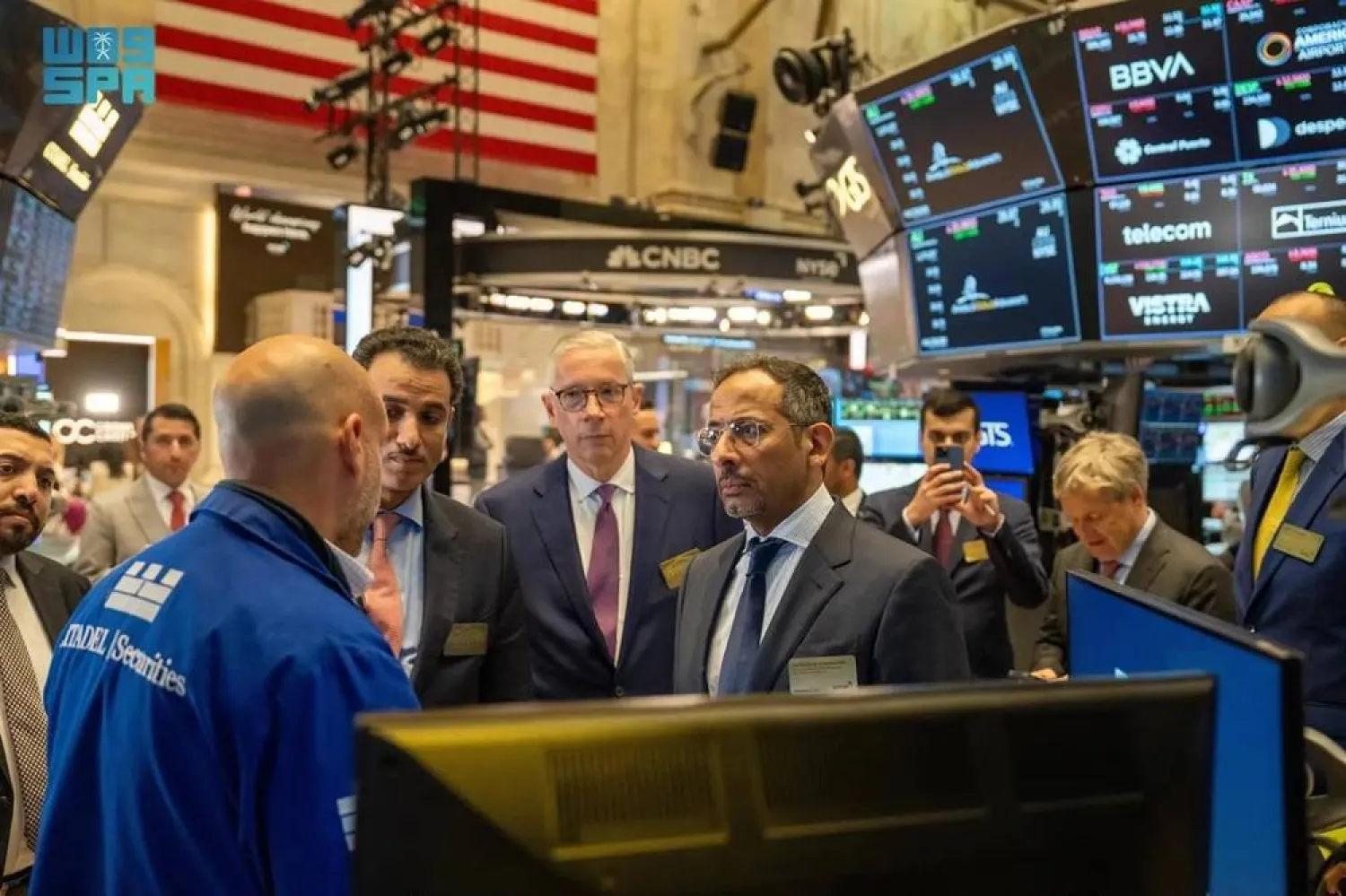Saudi Minister of Industry and Mineral Resources Bandar Alkhorayef visits the New York Stock Exchange (NYSE) on Tuesday. (SPA)