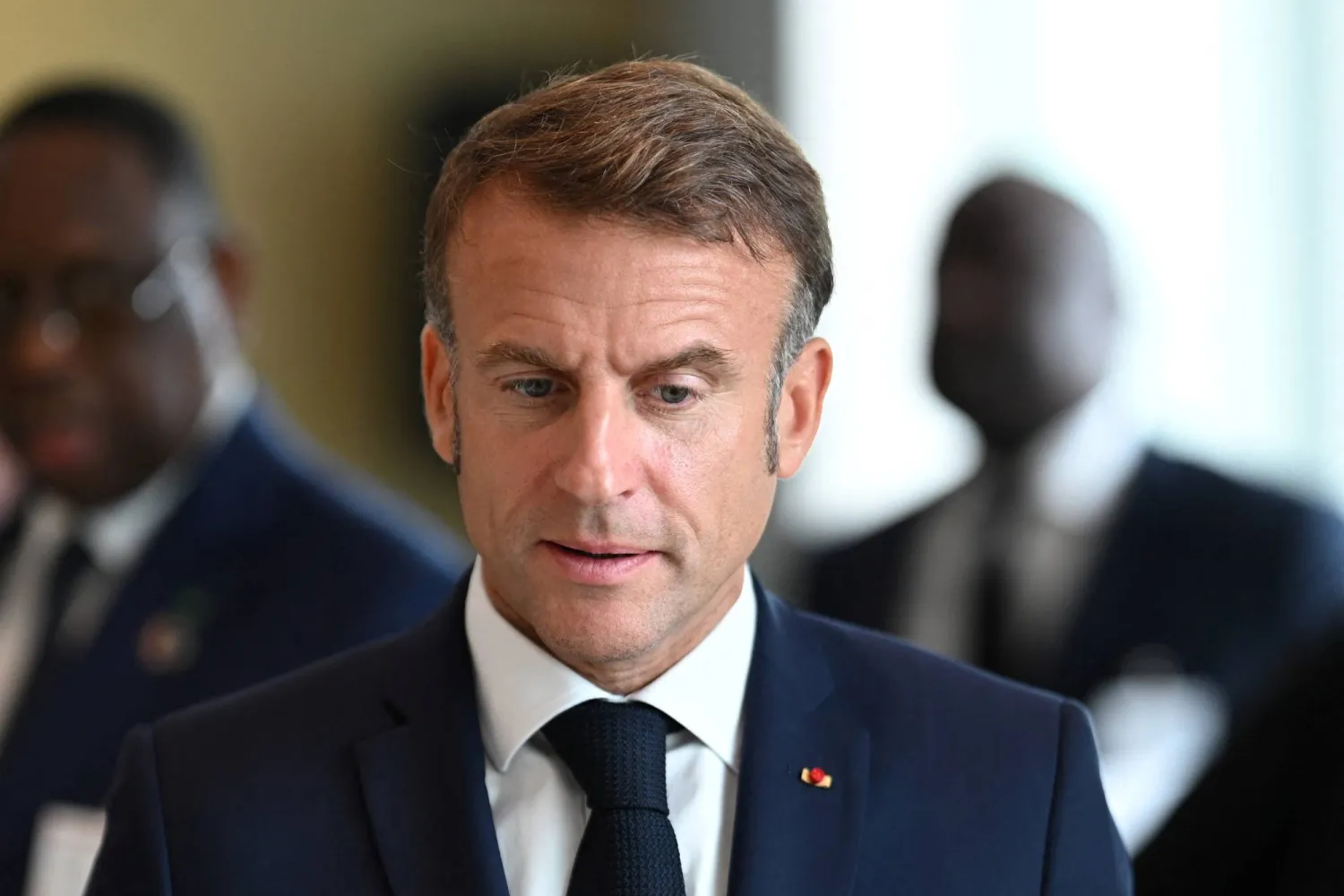 NEW YORK - SEPTEMBER 25: French President Emmanuel Macron attends a lunch meeting at the United Nations on September 25, 2024 in New York, New York. Leon Neal/Pool via REUTERS