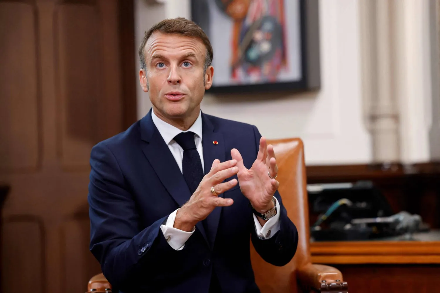 الرئيس الفرنسي إيمانويل ماكرون 26 سبتمبر 2024 (أ.ف.ب)