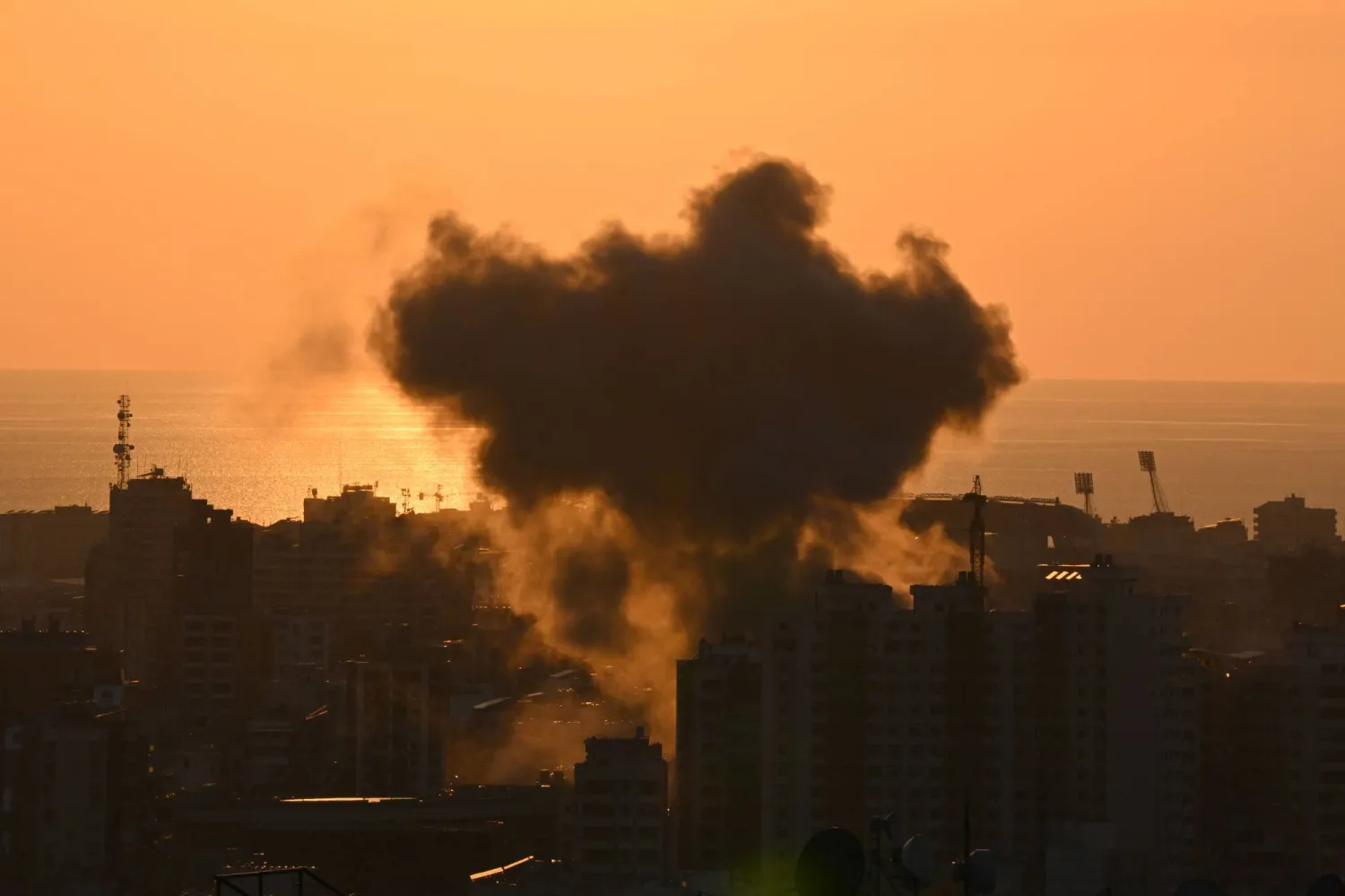 Smoke rises from the site of an Israeli airstrike on the Shiyah neighborhood of Beirut's southern suburbs on September 28, 2024. (Photo by JOSEPH EID / AFP)