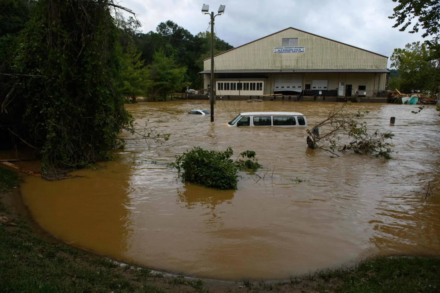 Heavy rains from Hurricane Helene caused record flooding and damage on September 28, 2024 in Asheville, North Carolina. Melissa Sue Gerrits/Getty Images/AFP 