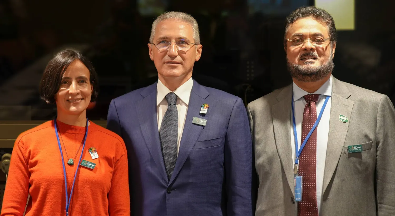 مسؤولون من رئاسات النسخ الثلاث المقبلة لـ«مؤتمر الأطراف»... (الشرق الأوسط)