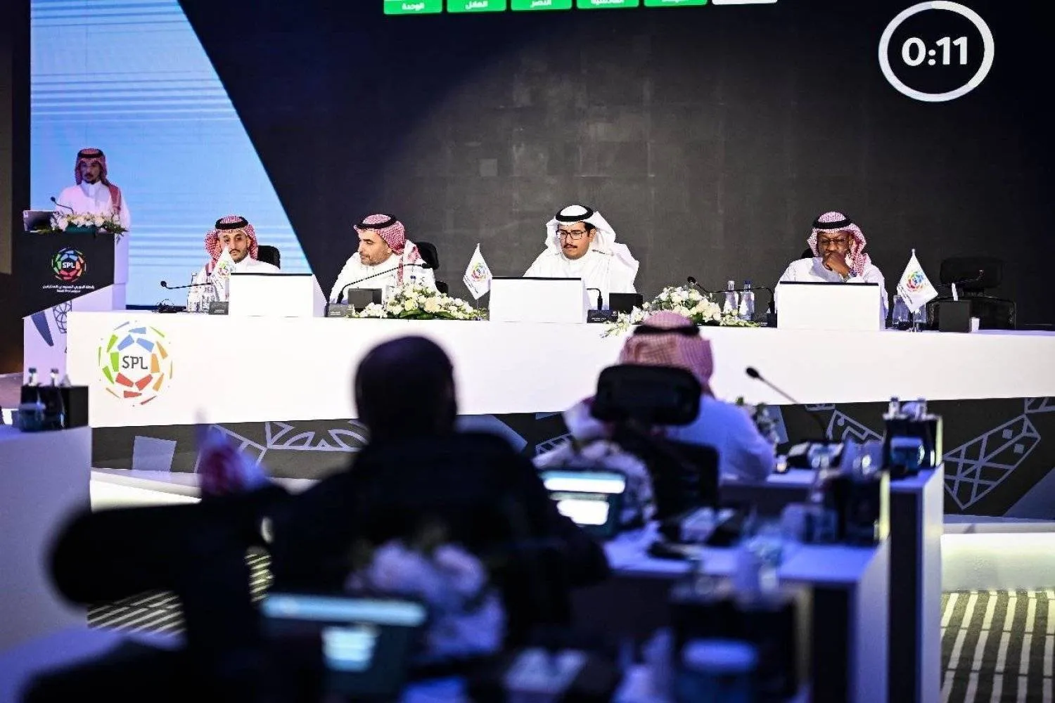 جانب من اجتماع سابق لعمومية رابطة الدوري السعودي (الشرق الأوسط)