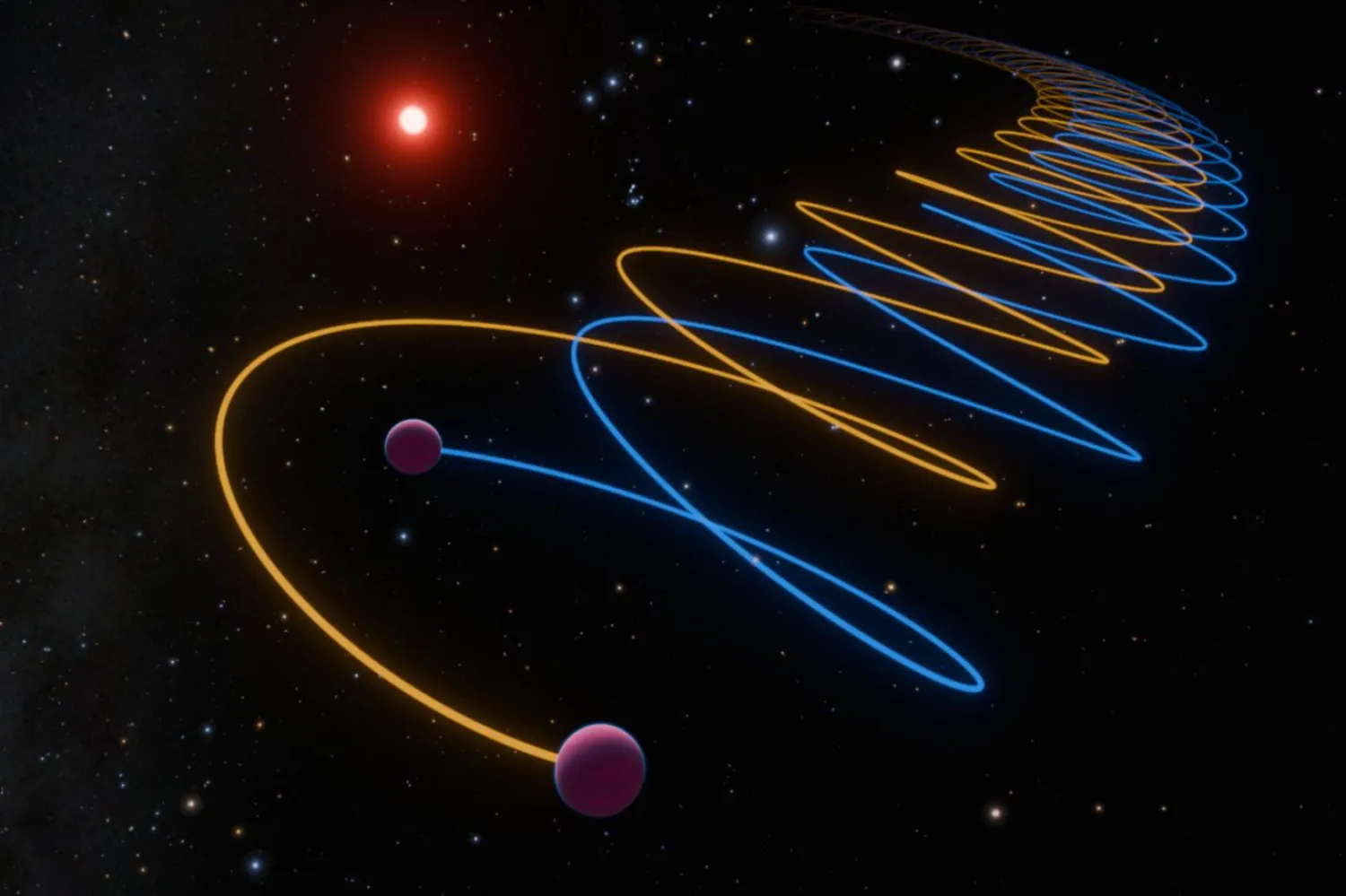 İkili birbirine çok yakın olduğu için bugüne kadar tek bir cisim sanılıyordu (K. Miller/R. Hurt/Caltech/IPAC)