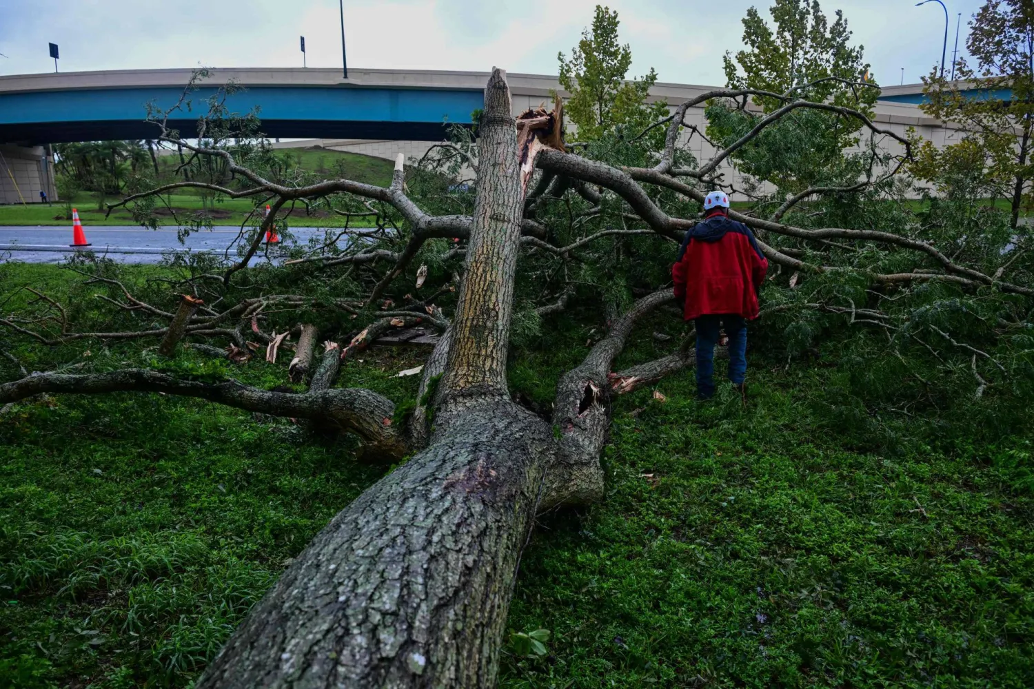 جانب من الدمار جراء الإعصار (أ.ف.ب)