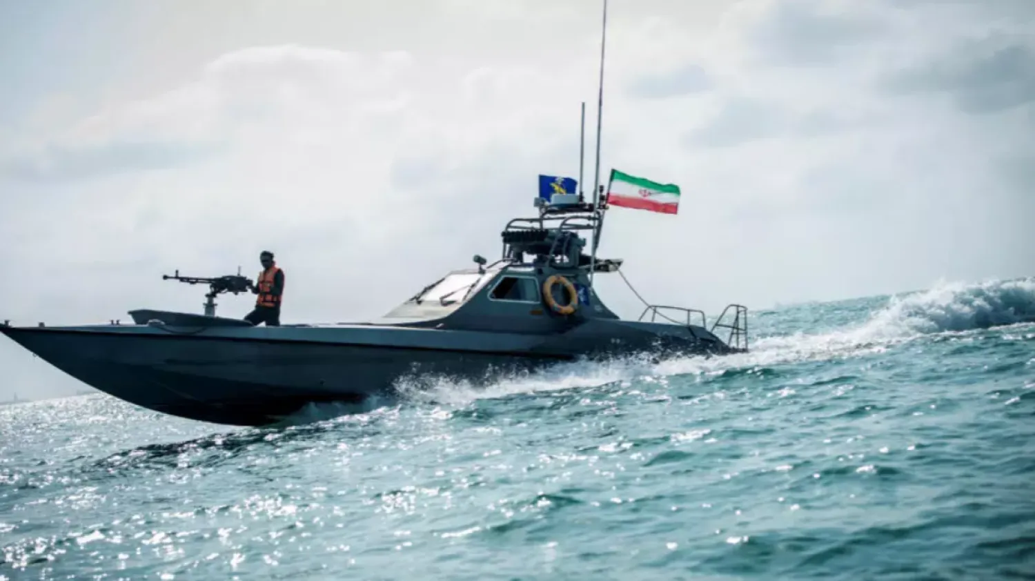 A boat of the Iranian Revolutionary Guard at undisclosed location off the coast of Bandar Abbas, Iran August 2019. Nazanin Tabatabaee, WANA via AFP