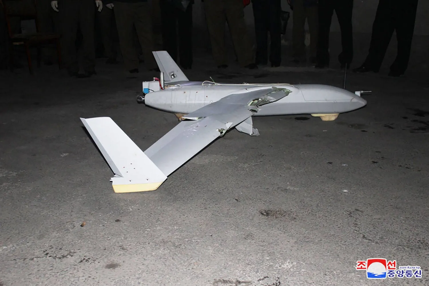 This undated picture released from North Korea's official Korean Central News Agency (KCNA) via KNS on October 19, 2024 shows what is claimed to be a recovered South Korean drone, at an undisclosed location in North Korea. (Photo by KCNA VIA KNS / AFP)
