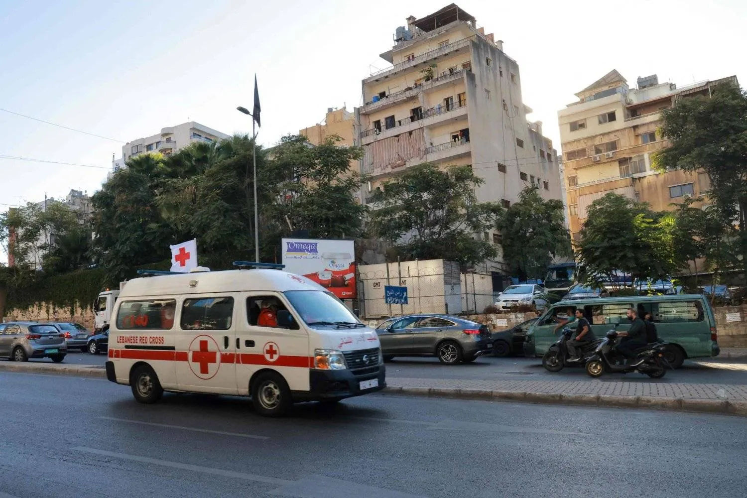 An ambulance takes wounded to a hospital in Beirut. (AFP) 
