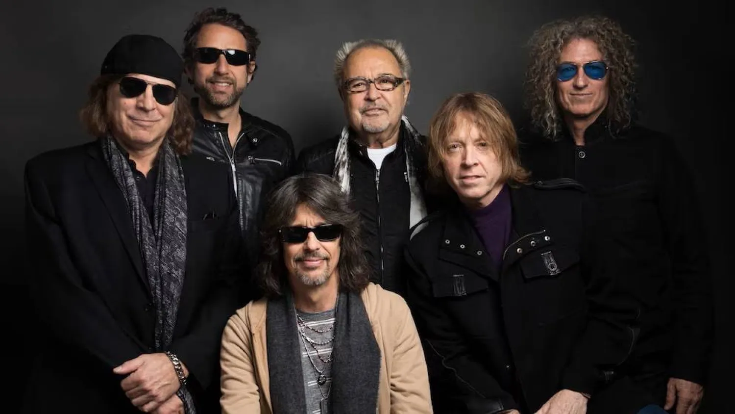 FILE - Thom Gimbel, from left, Michael Bluestein, Mick Jones, Kelly Hansen, Jeff Pilson and Bruce Watson of Foreigner pose for a portrait during the Sundance Film Festival in Park City, Utah on Jan. 20, 2017. (The Associated Press)
