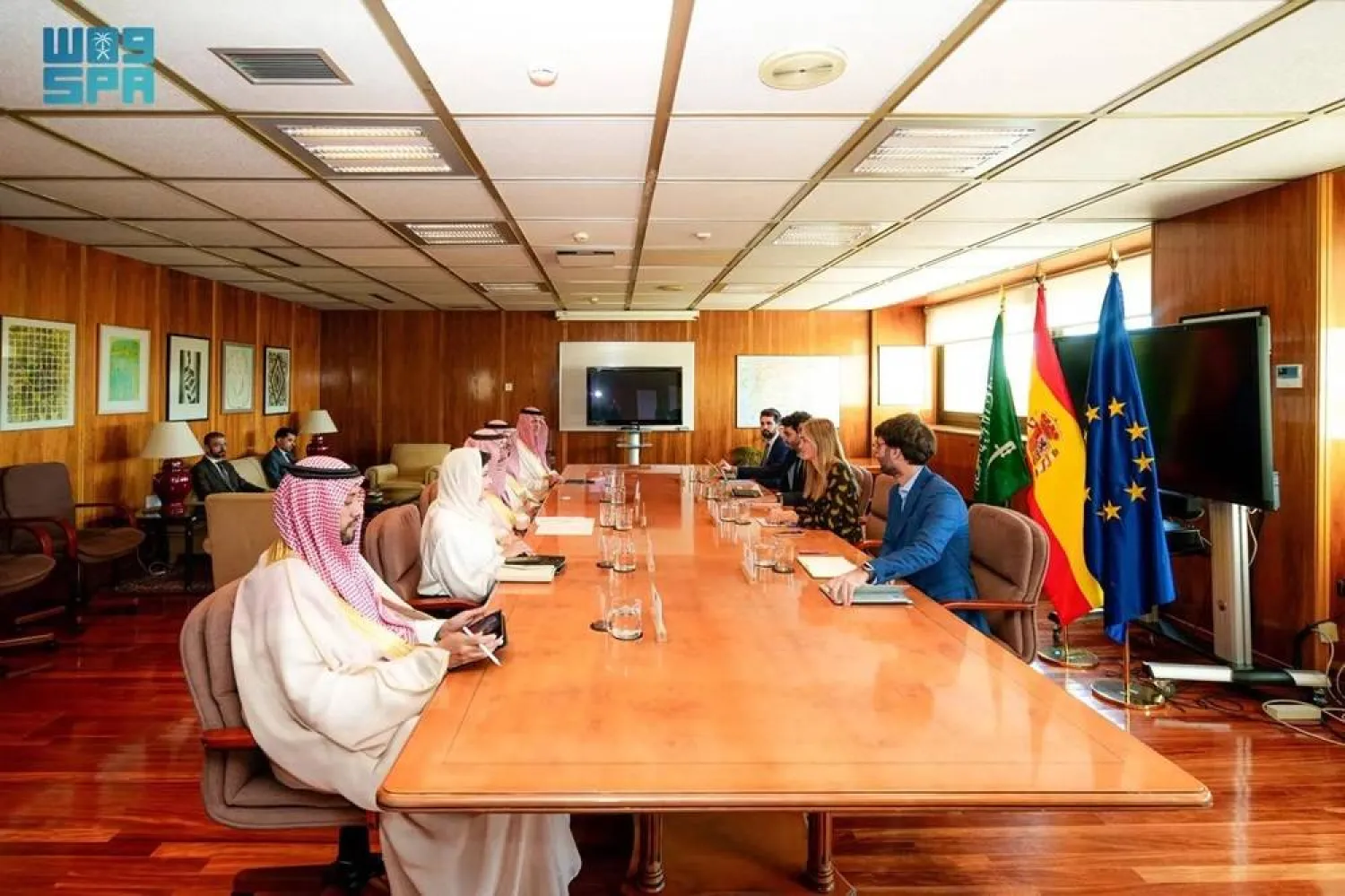 The Saudi and Spanish delegations meet in Madrid on Saturday. (SPA)