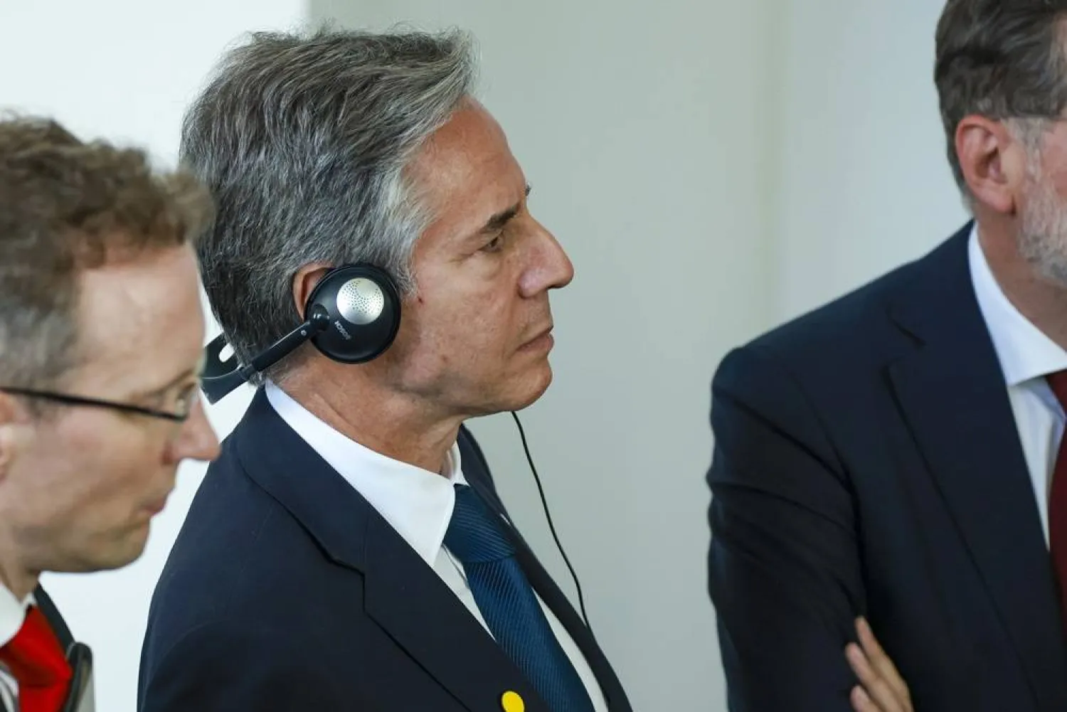 US Secretary of State Antony Blinken looks on during a joint press conference between the US President and the German Chancellor at the chancellery in Berlin, Germany, 18 October 2024.(EPA)