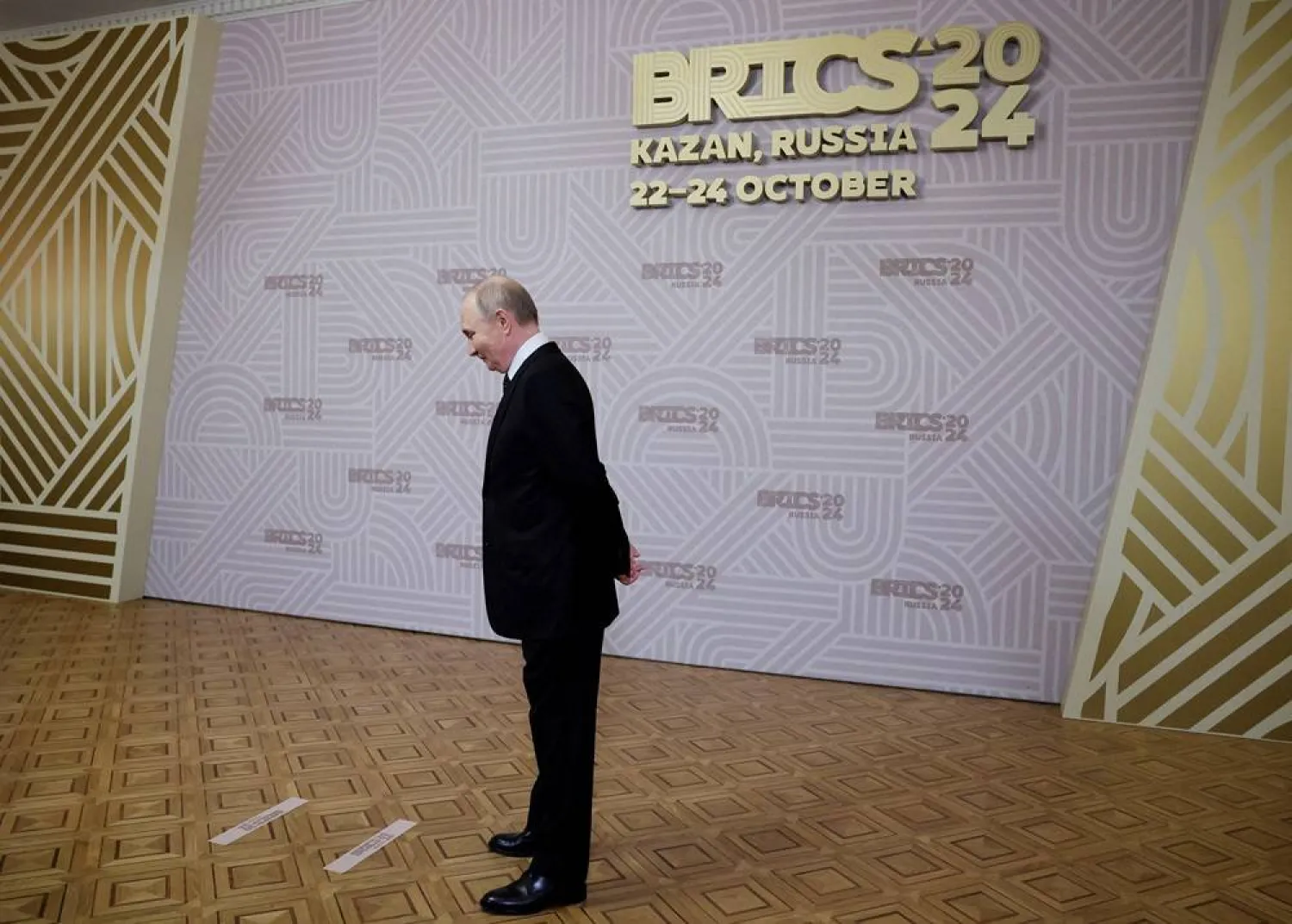  Russian President Vladimir Putin attends a welcoming ceremony for participants of the BRICS Summit in Kazan, Russia October 22, 2024. (Reuters)