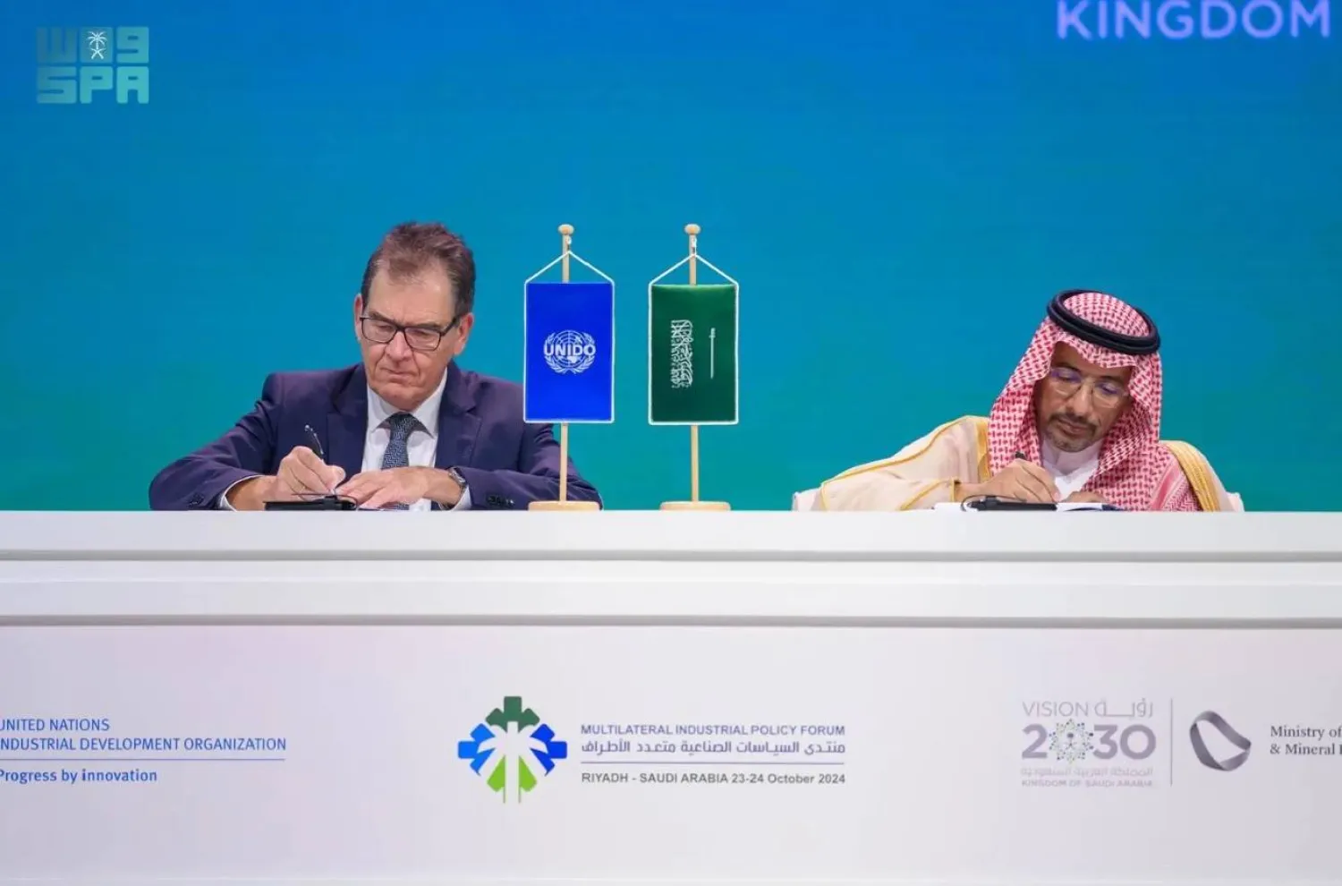 The Saudi Minister of Industry and Mineral Resources and UNIDO signed on Thursday an agreement in Riyadh. SPA