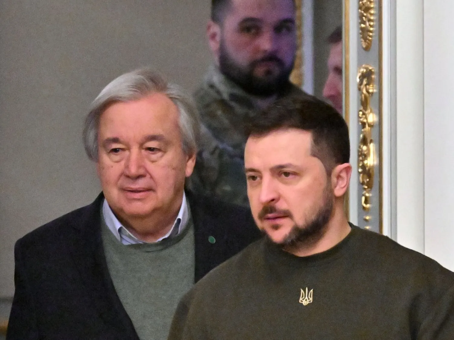 زيلينسكي وغوتيريش خلال اجتماعهما في كييف في مارس 2023 (أ.ف.ب)