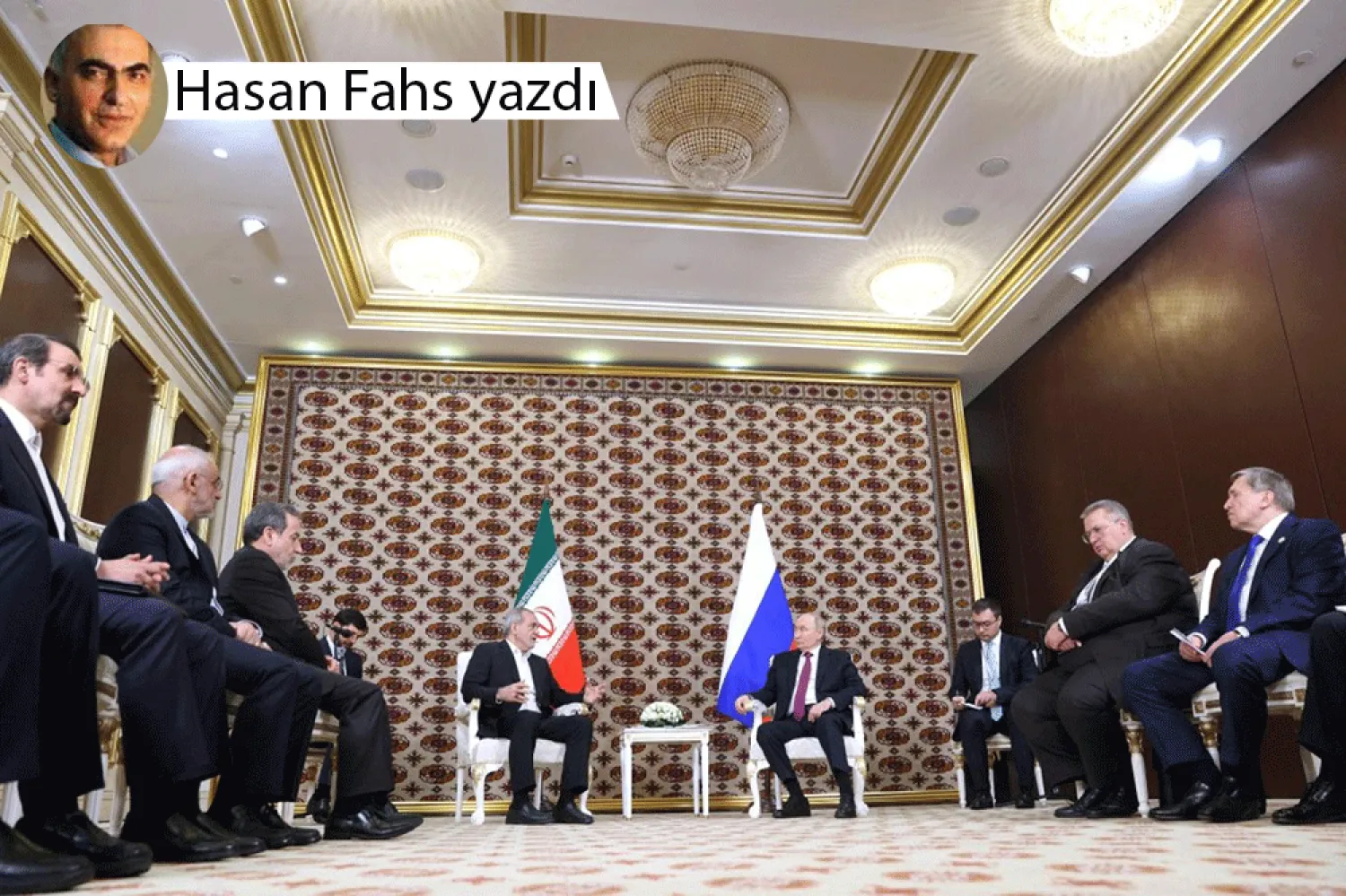 Vladimir Putin ile İran Cumhurbaşkanı Mesud Pezeşkiyan Aşkabat'ta düzenlenen uluslararası bir forumun oturum aralarında görüştü (AFP)