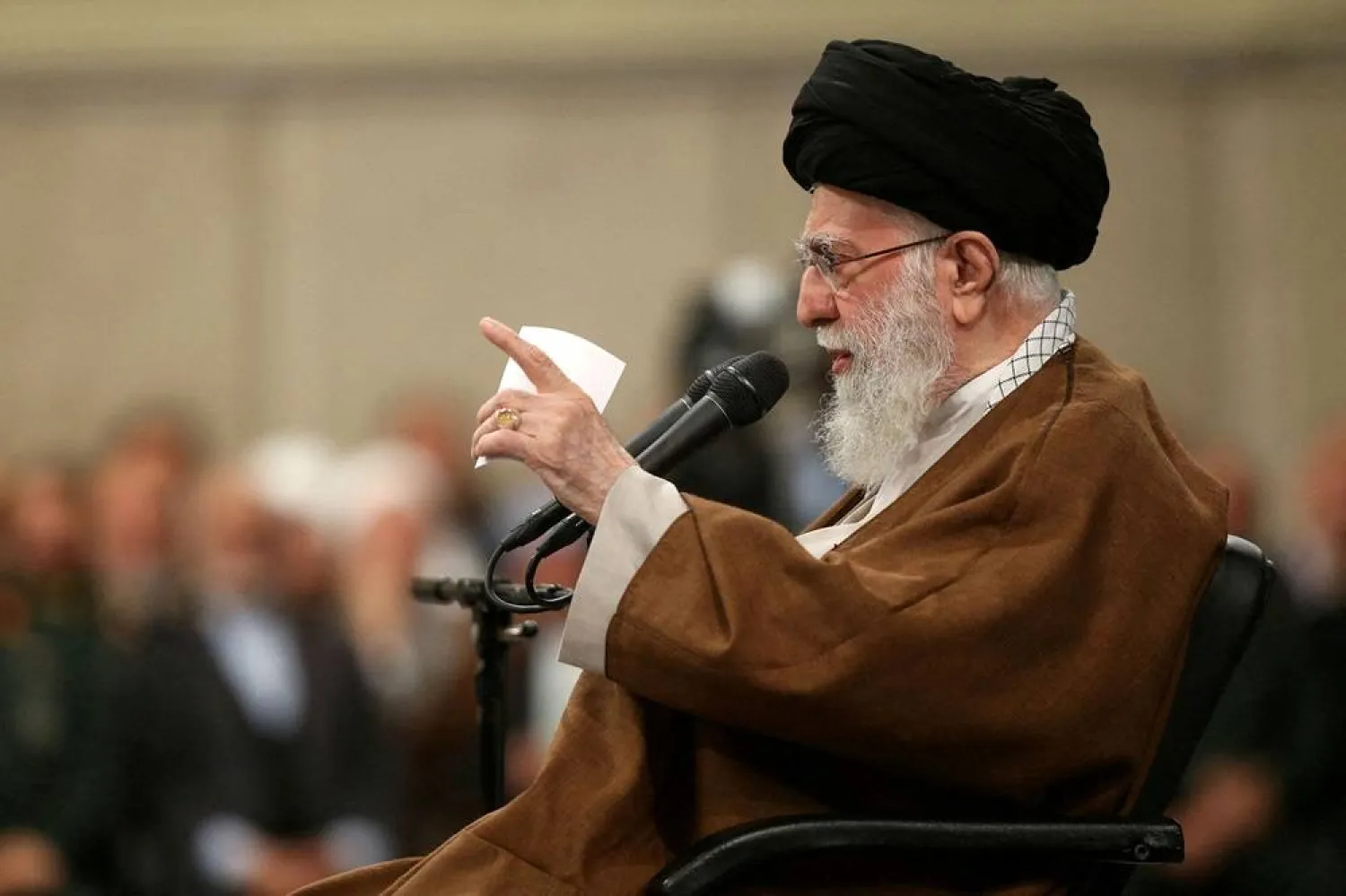  Iranian Supreme Leader Ali Khamenei speaks during a meeting in Tehran, Iran, October 27, 2024. (West Asia News Agency)/Handout via Reuters